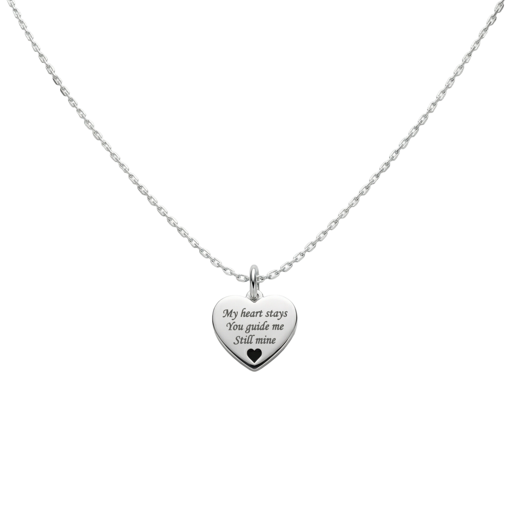 Rhodium Plated Heart MemoraCarve Necklace