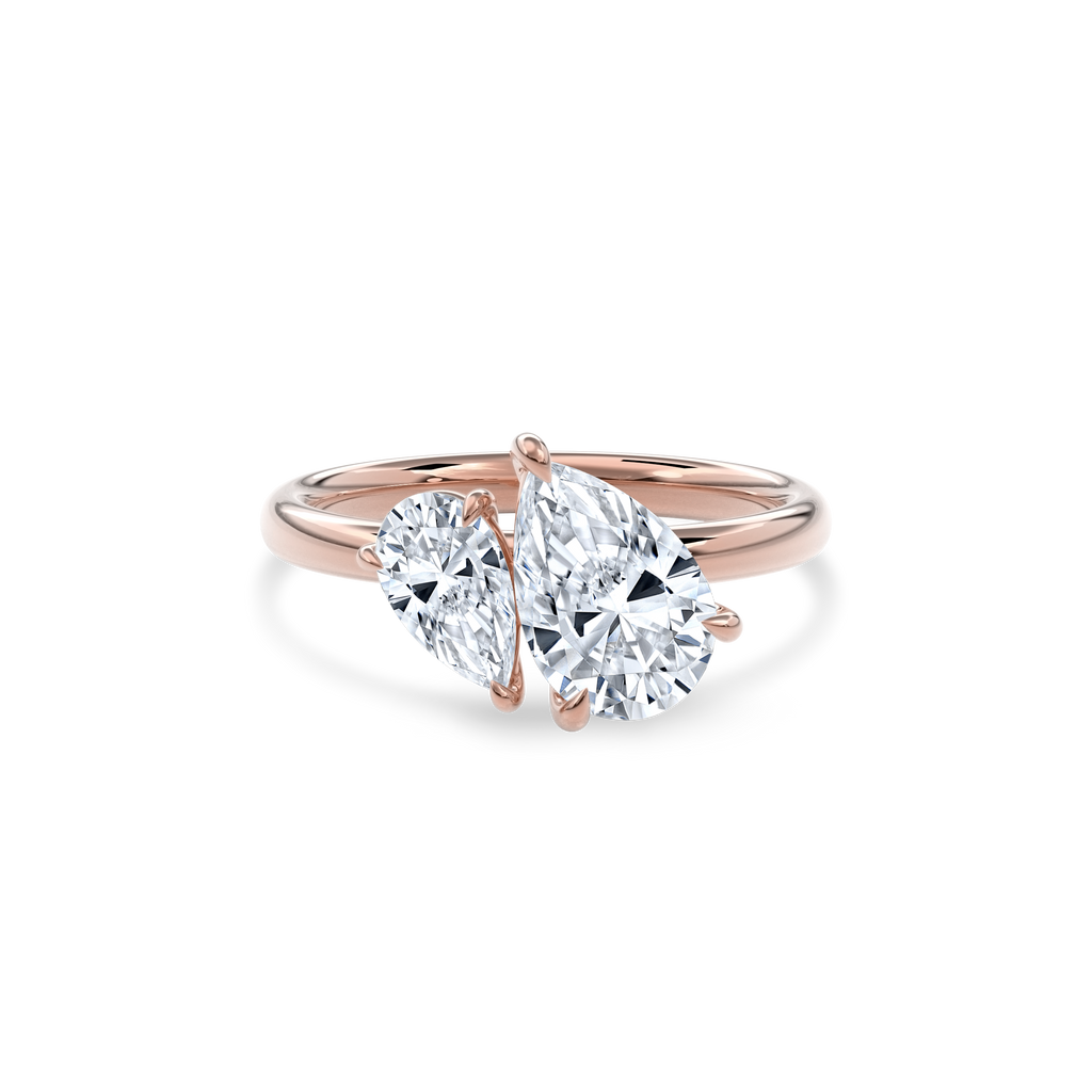 Callisto Two Stones Engagement Ring Pear•Rose Gold