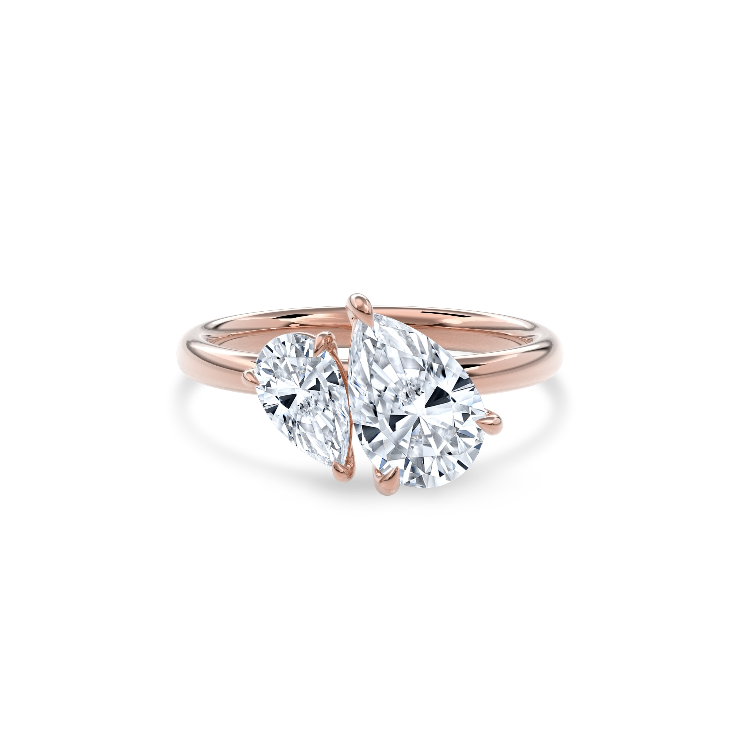 Callisto Two Stones Engagement Ring Pear•Rose Gold