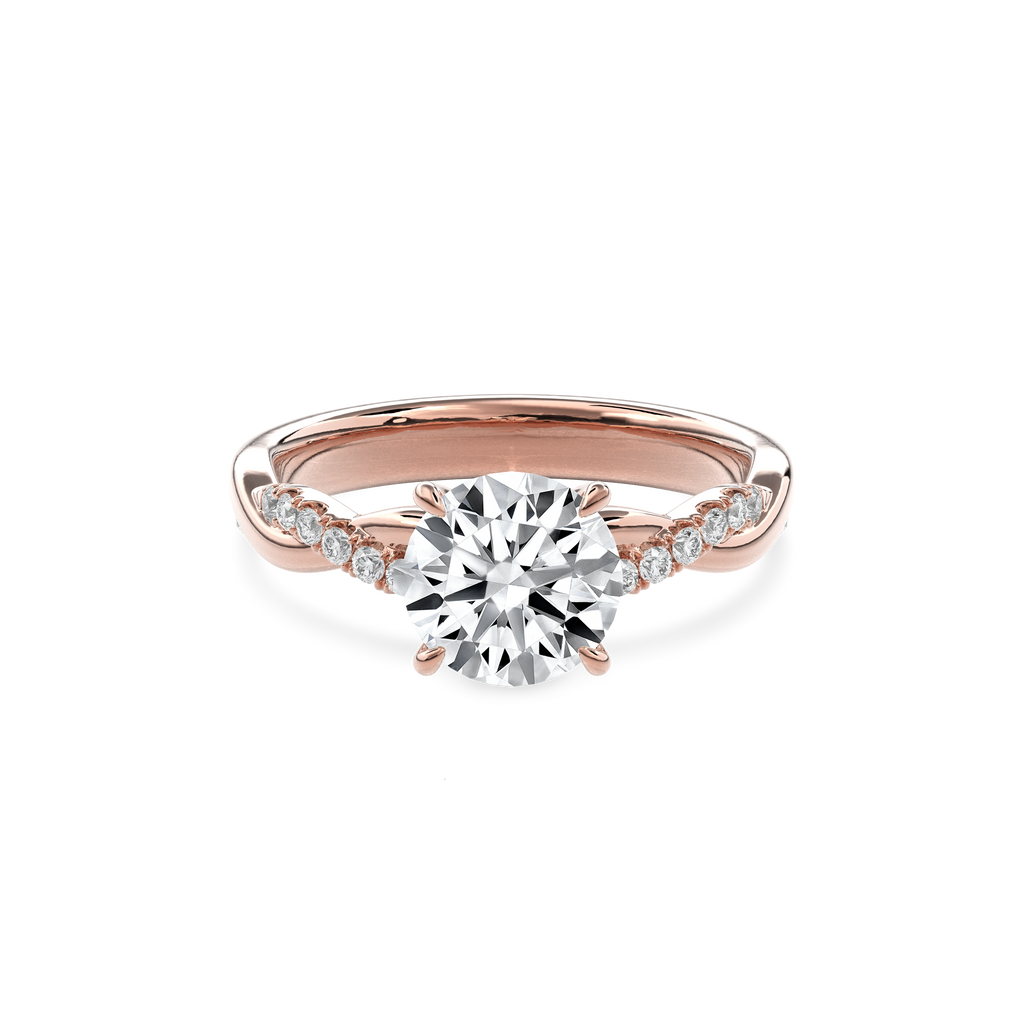 Rhea Twisted Pave Engagement Ring Round•Rose Gold