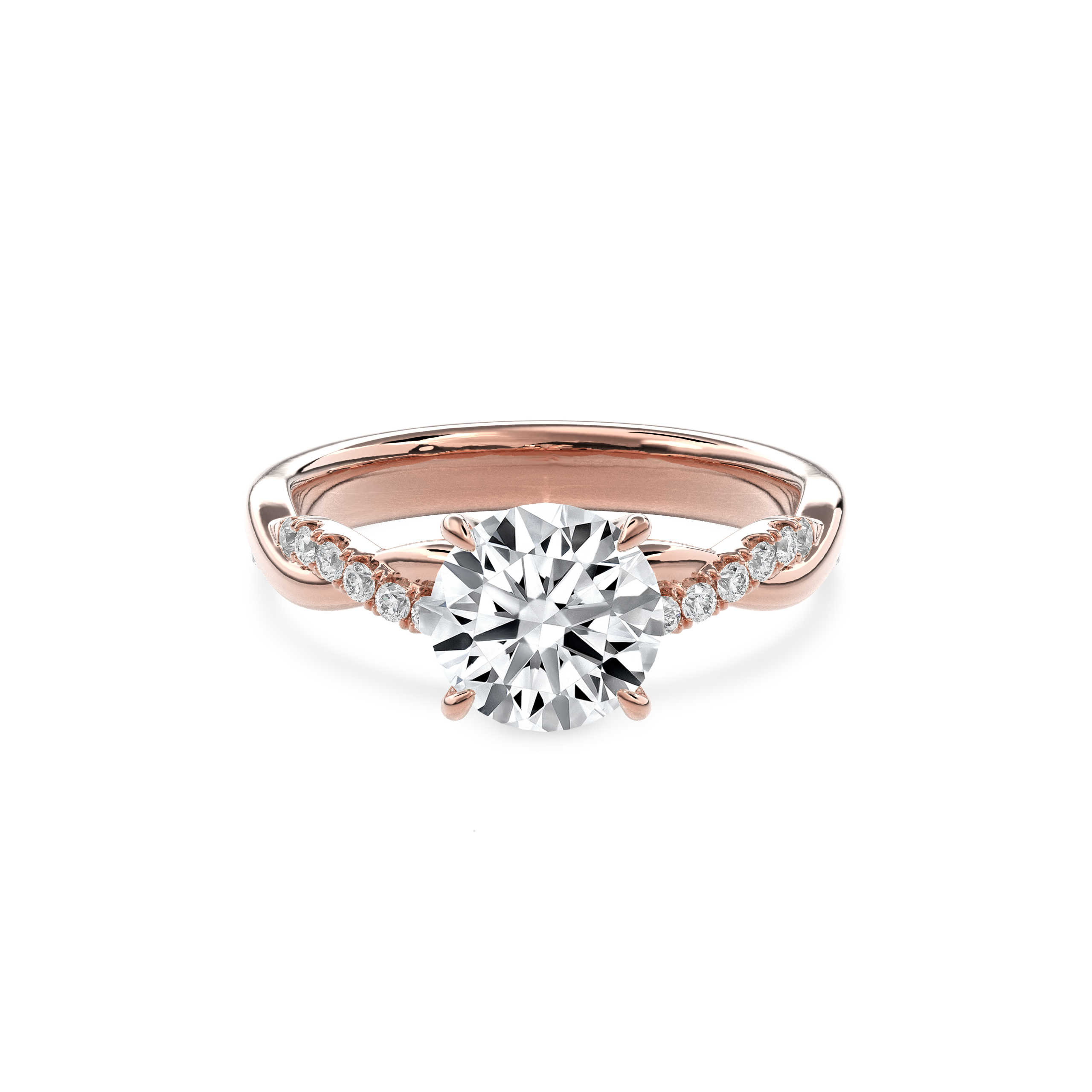 Rhea Twisted Pave Engagement Ring Round•Rose Gold