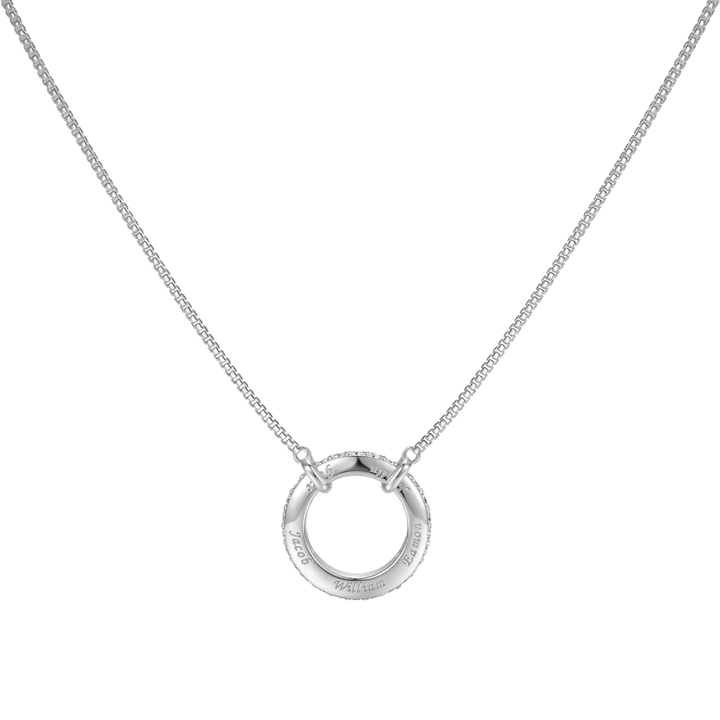 Circle of Love-March Birthstone Family Engraving Necklace SN040