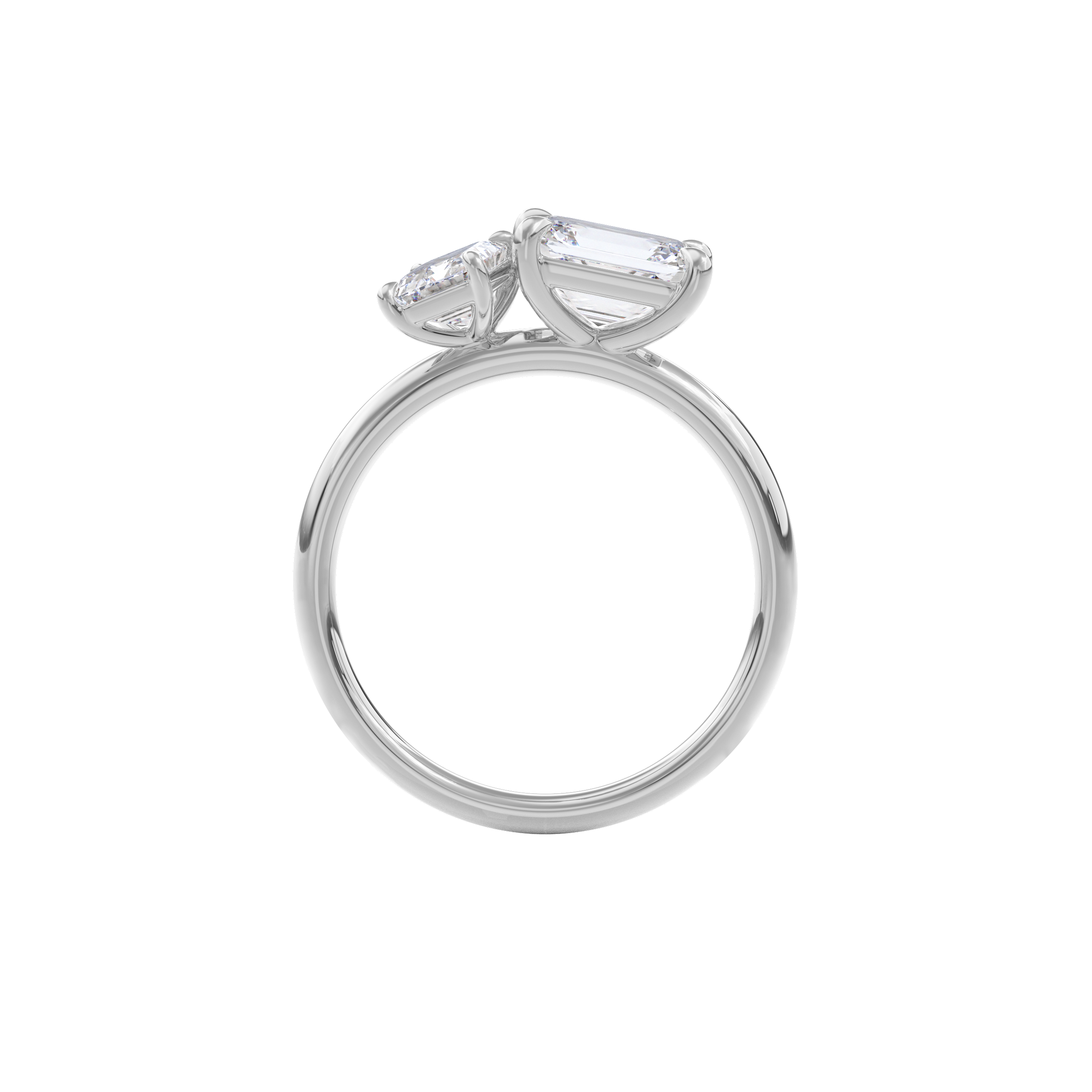 Callisto Two Stones Engagement Ring Emerald•White Gold