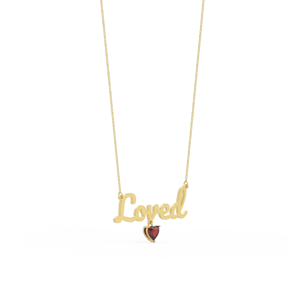 18k Gold Plated Heart Birthstone Name Necklace SN001G