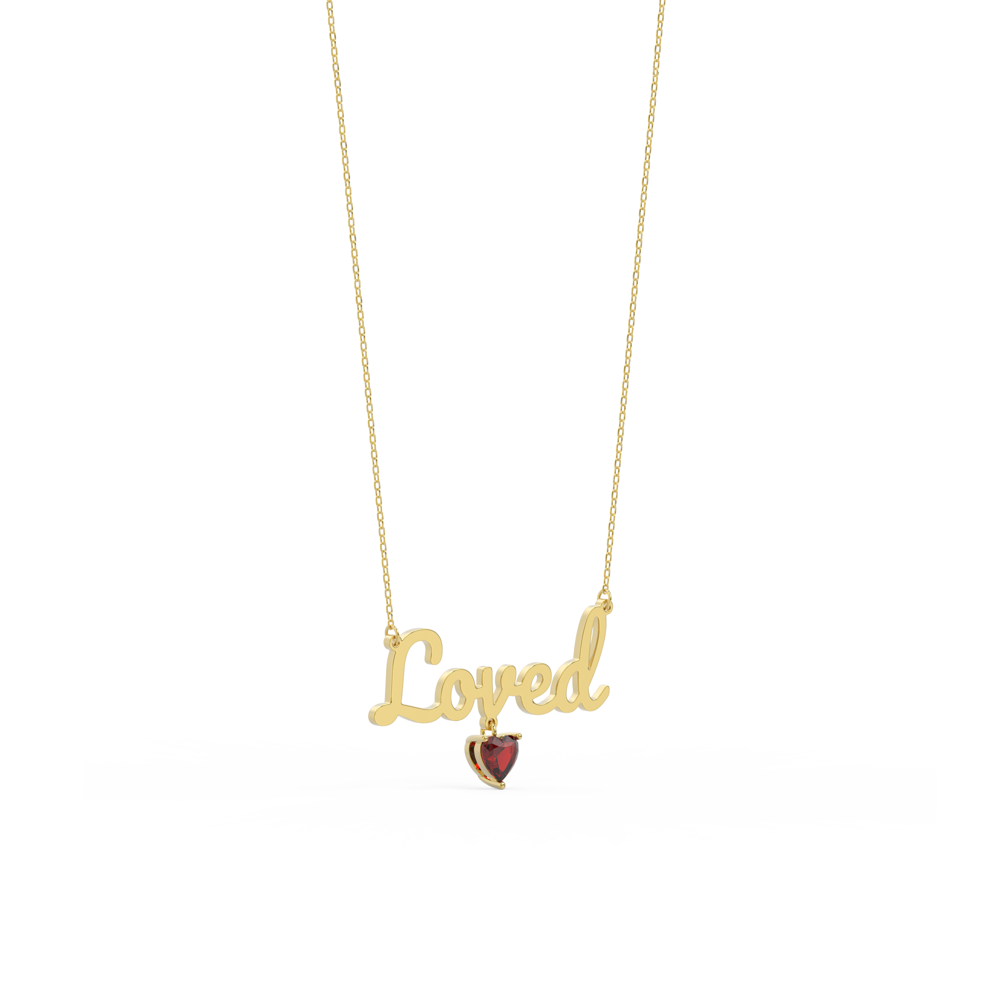 18k Gold Plated Heart Birthstone Name Necklace SN001G