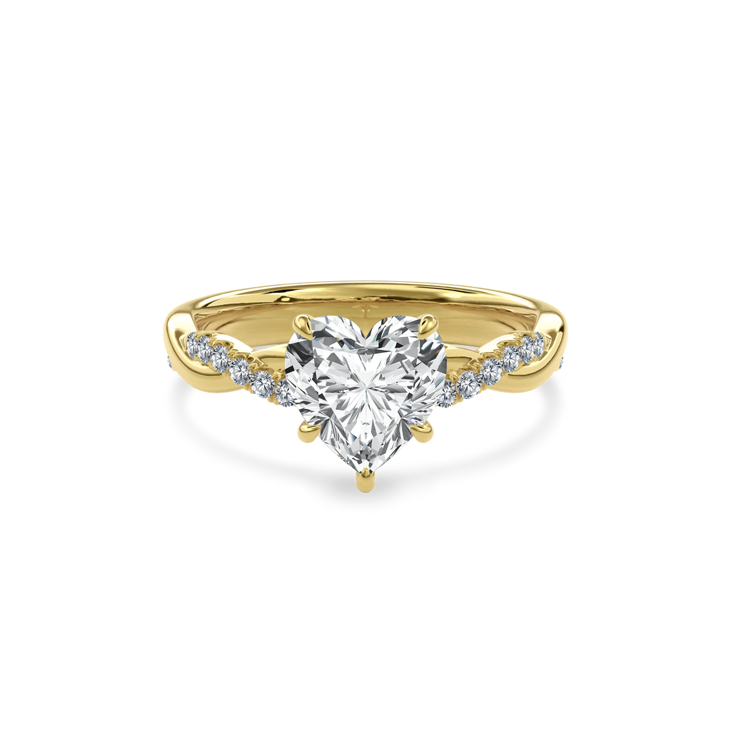 Rhea Twisted Pave Engagement Ring Heart•Yellow Gold