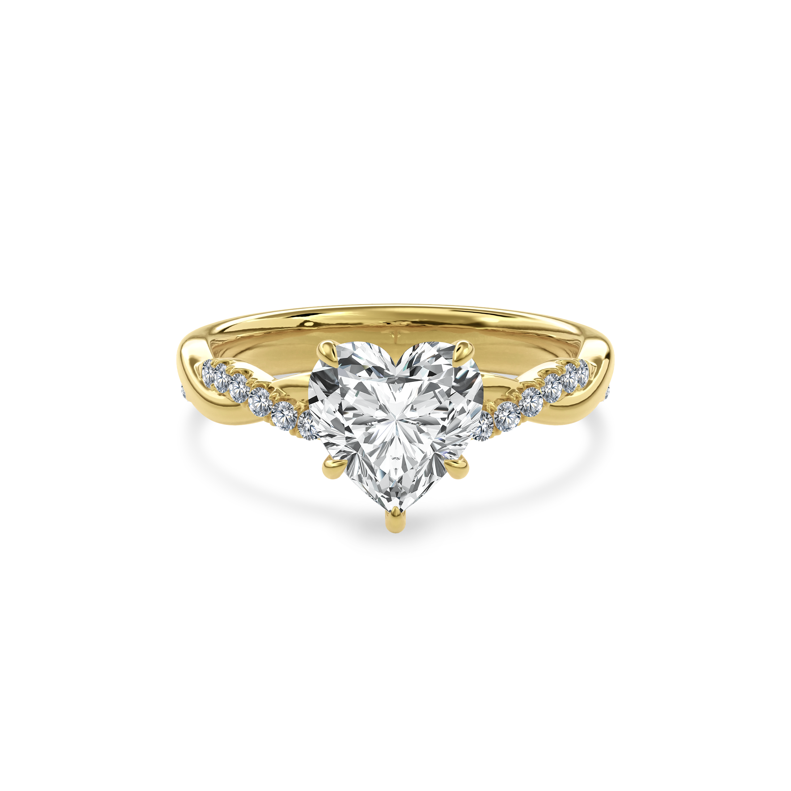Rhea Twisted Pave Engagement Ring Heart•Yellow Gold