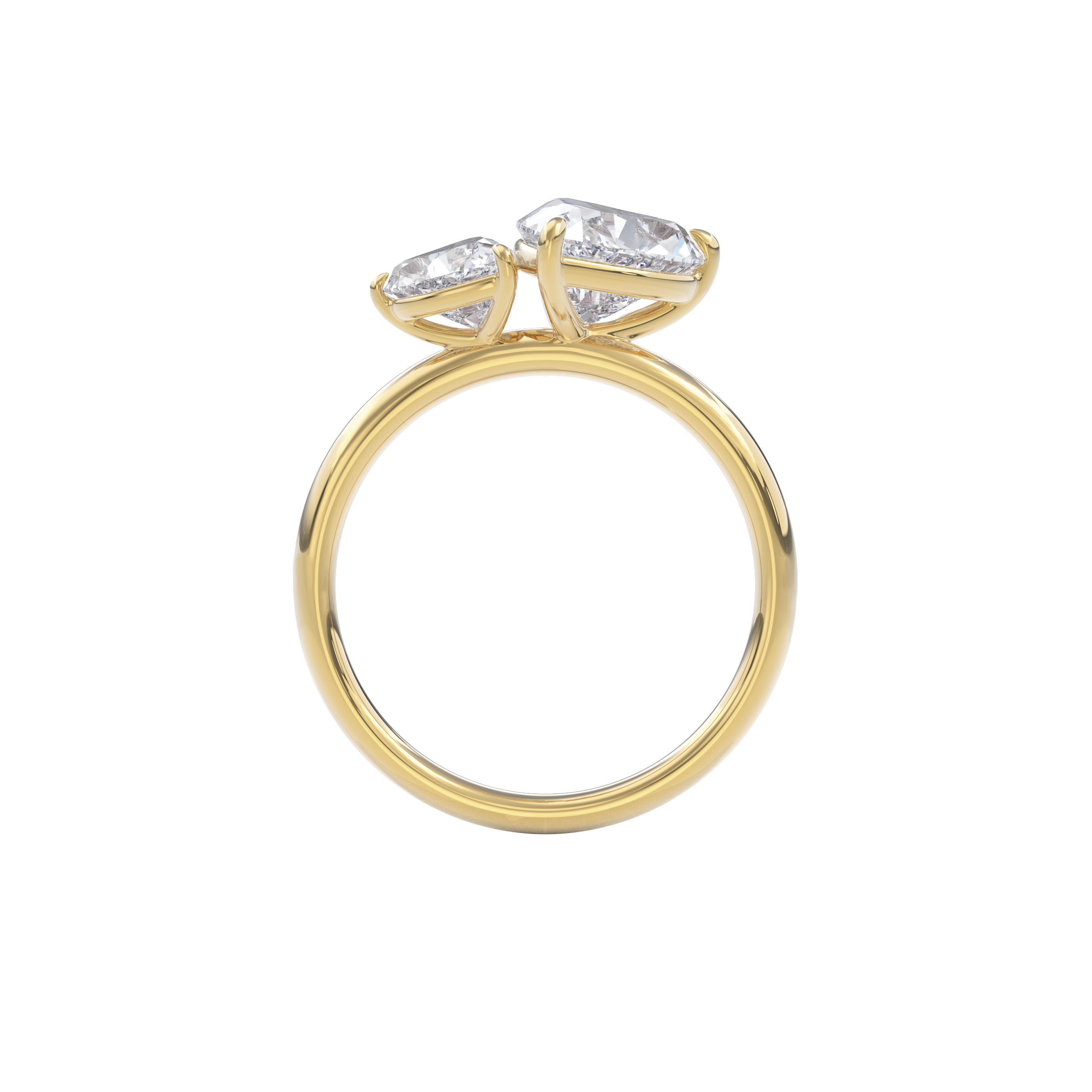 Callisto Two Stones Engagement Ring Heart•Yellow Gold