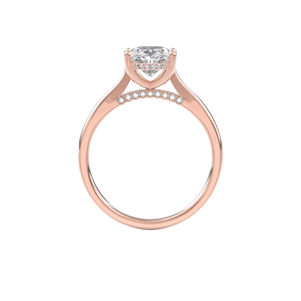 Elara Hidden Halo Salitaire Engagement Ring Oval•Rose Gold