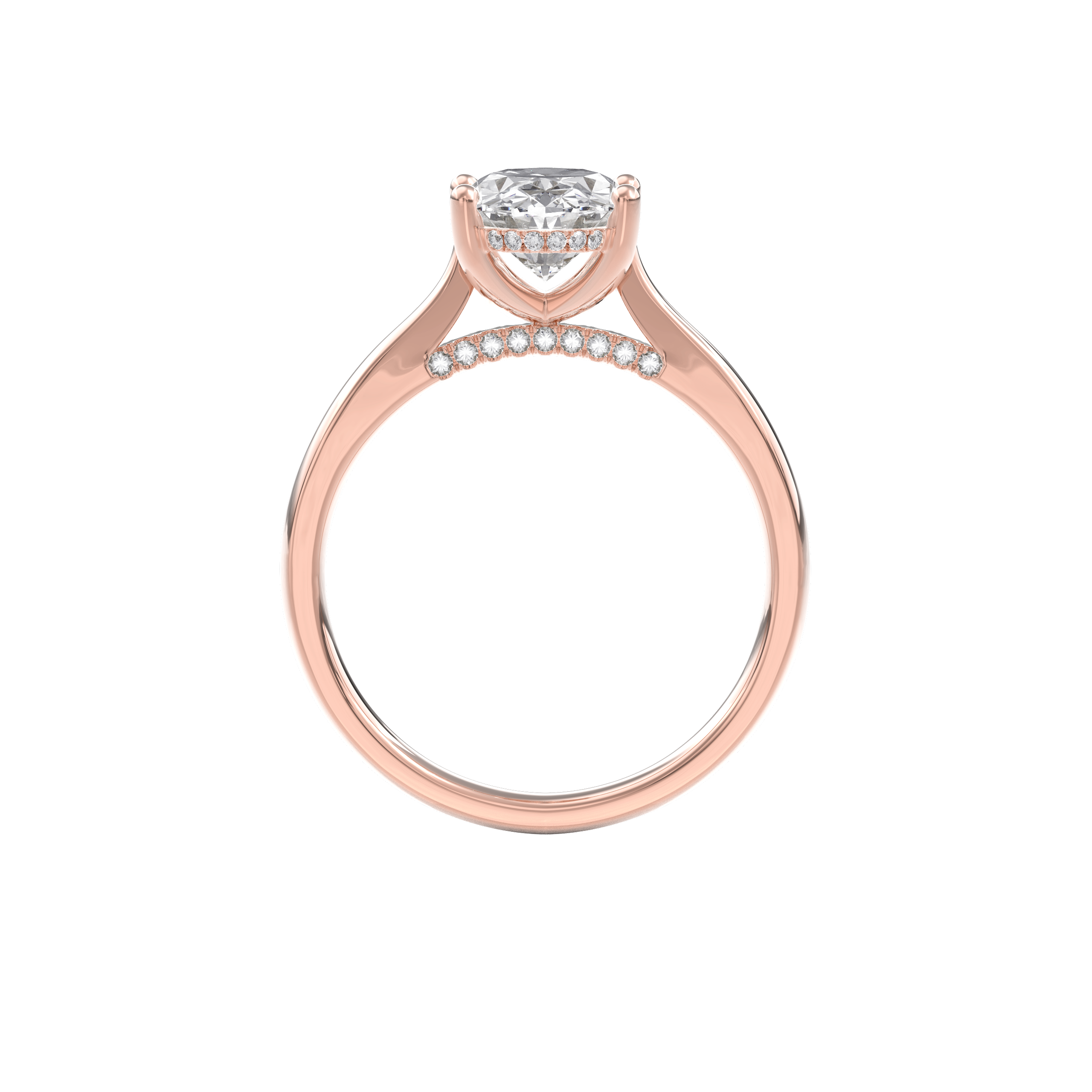 Elara Hidden Halo Salitaire Engagement Ring Oval•Rose Gold