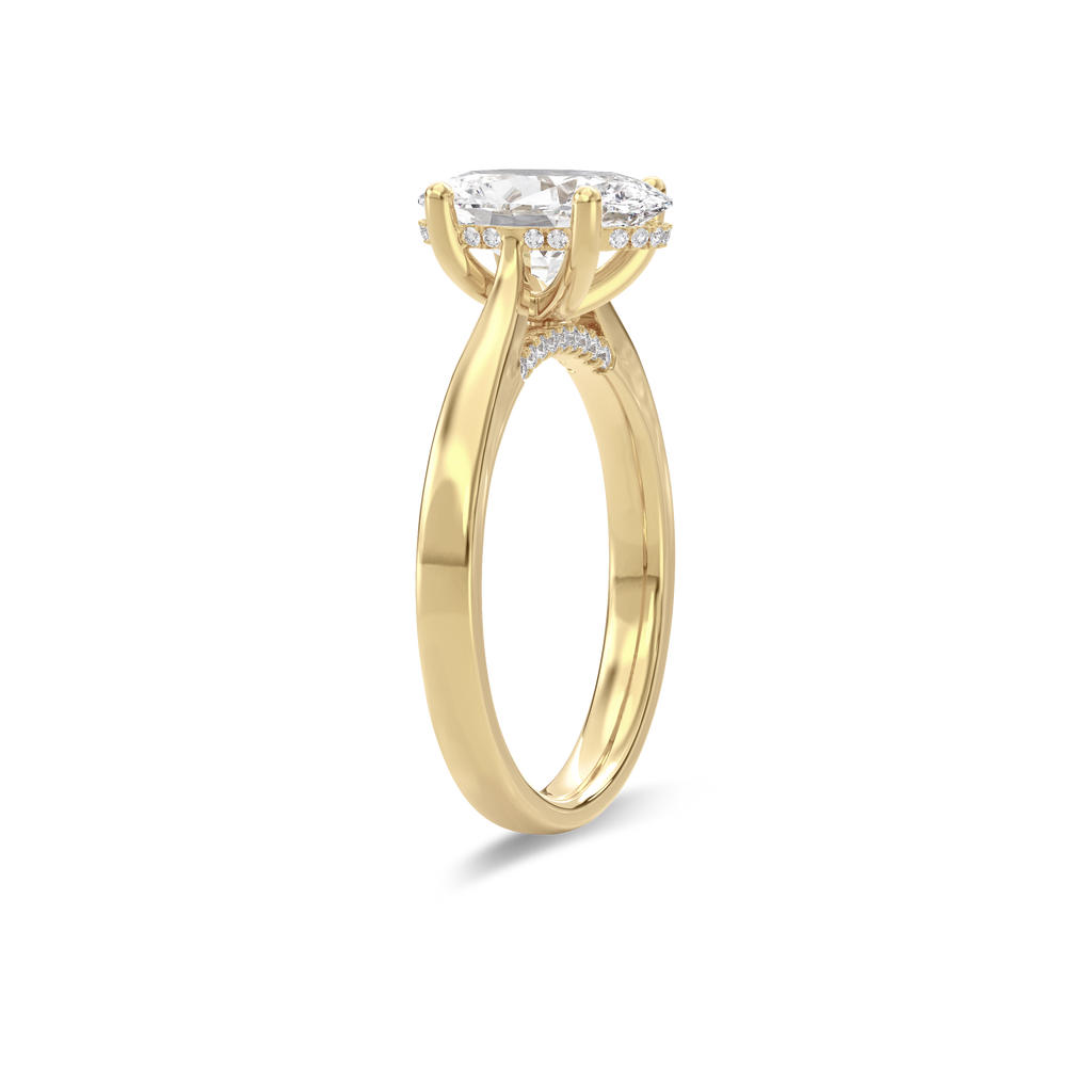 Elara Hidden Halo Salitaire Engagement Ring Oval•Yellow Gold
