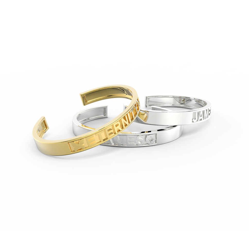 18k Gold Plate Silver CharmMark ModuType Cuff SS25B001G