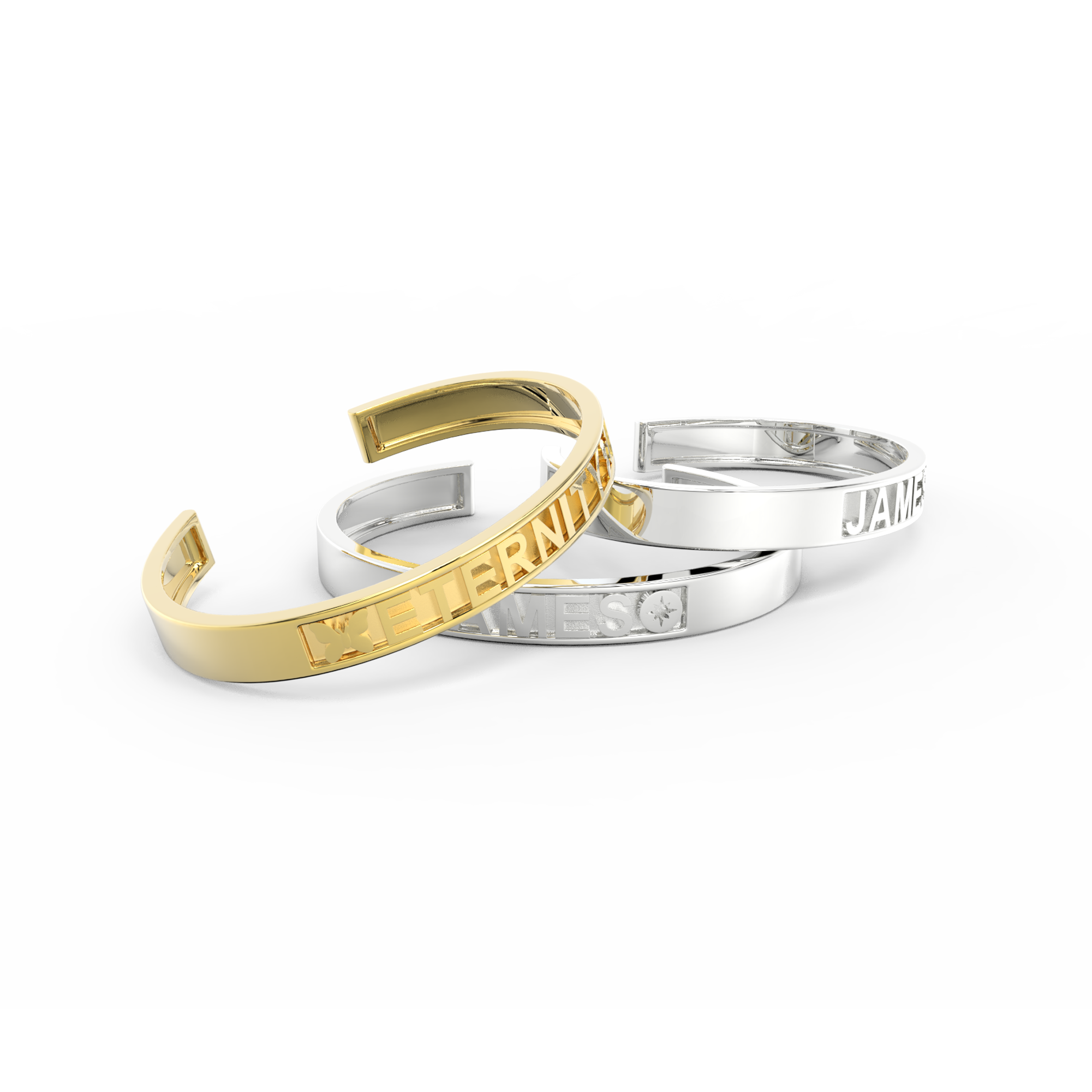 18k Gold Plate Silver CharmMark ModuType Cuff SS25B001G