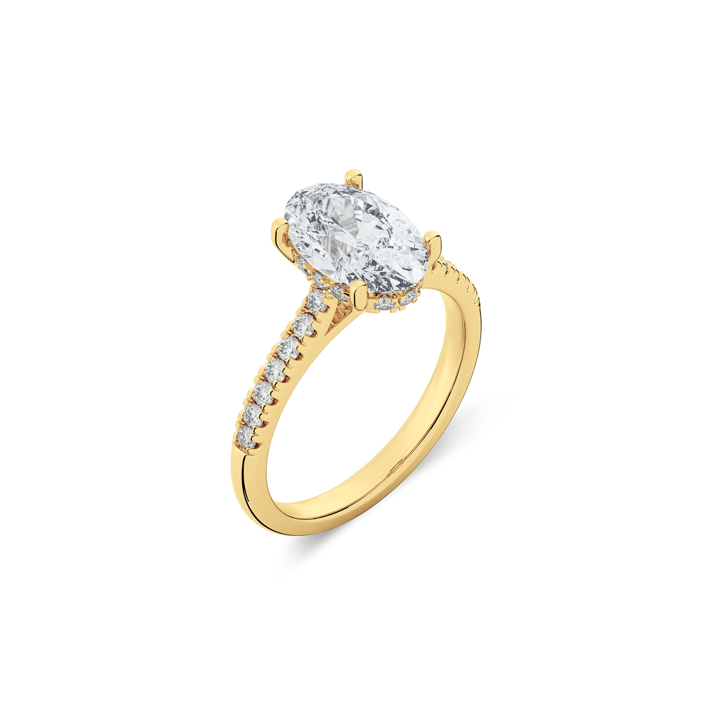 Hidden Halo II Oval Lab Grown Diamond Ring in 14K Gold