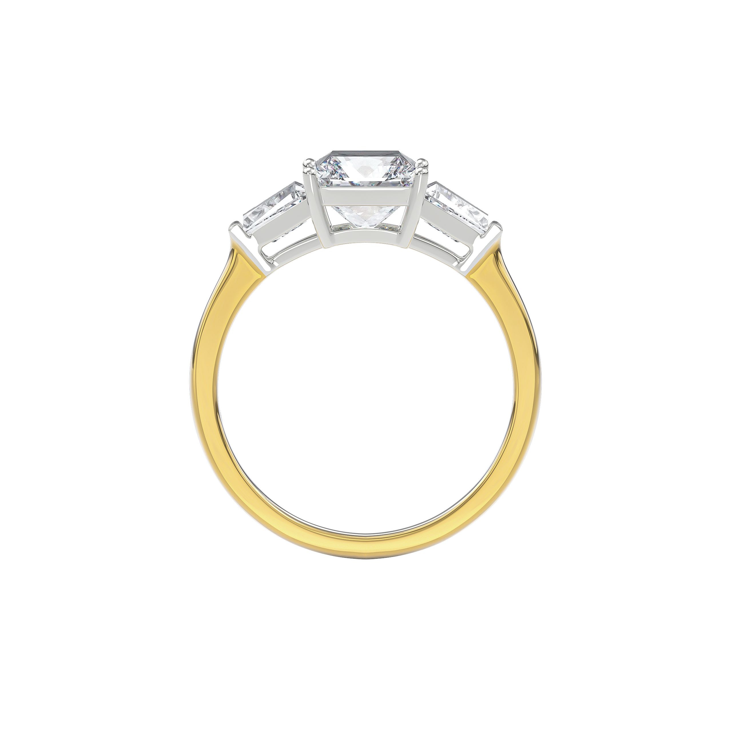 Daphnis Three Stones Engagement Ring Radiant•Yellow Gold