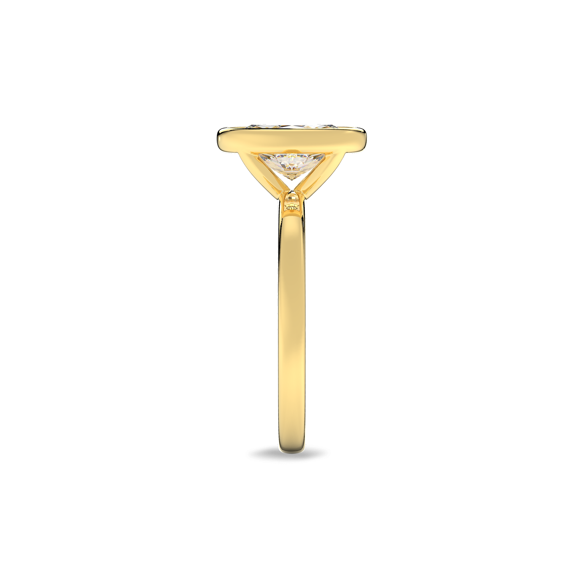 Classic Oval  Bezel Set Diamond Ring in  Yellow Gold