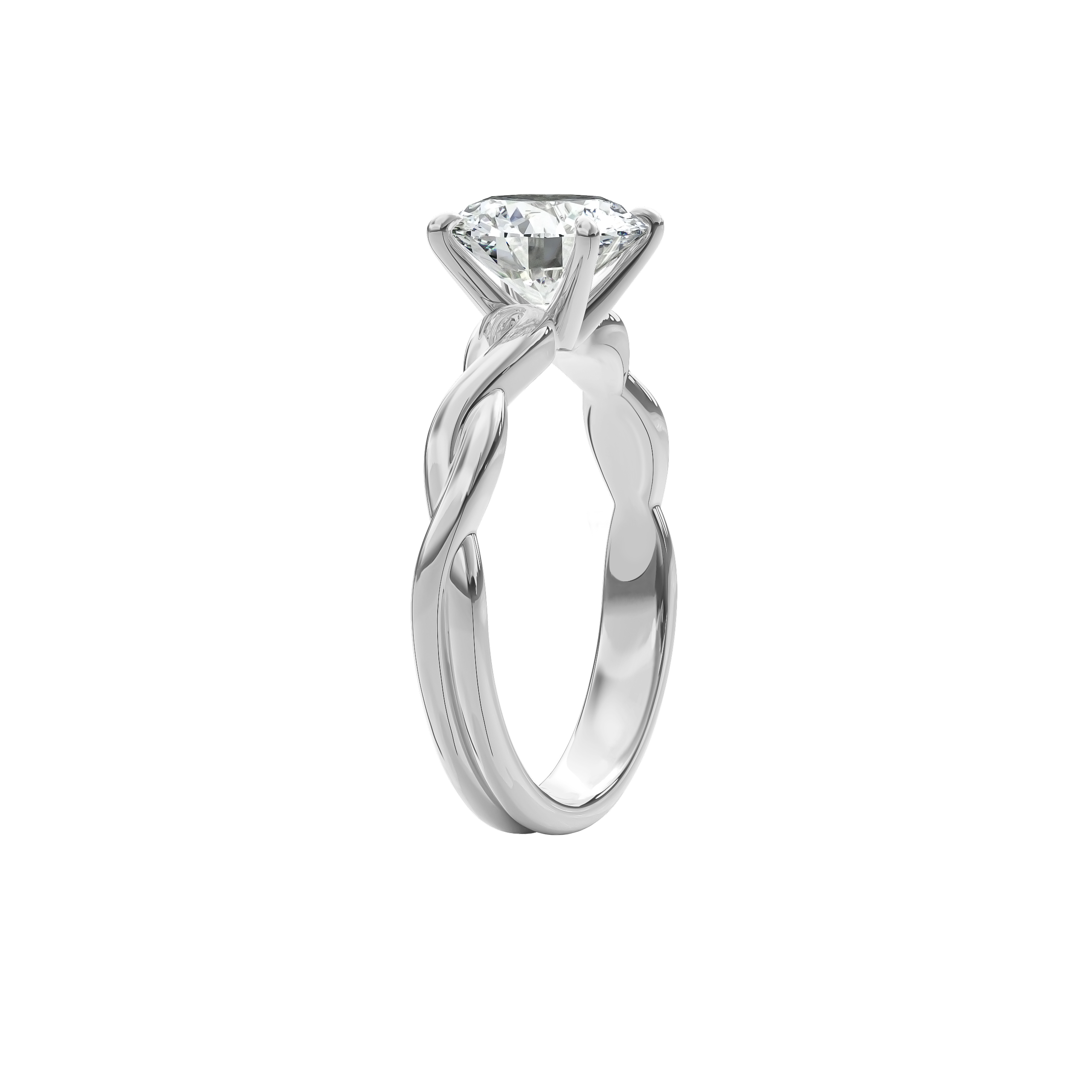 Rhea Twisted Engagement Ring Round•White Gold