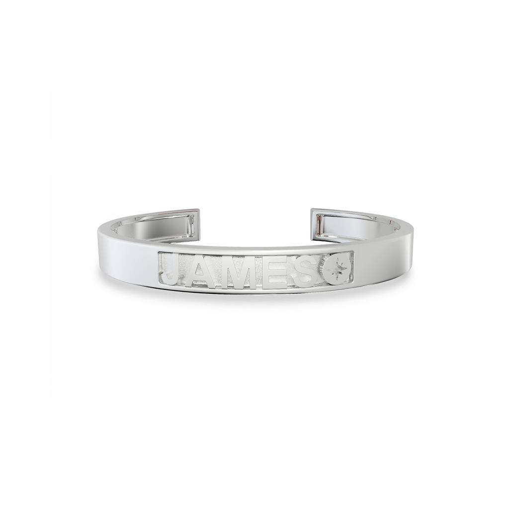 Rhodium Plated Silver CharmMark ModuType Cuff SS25B001R