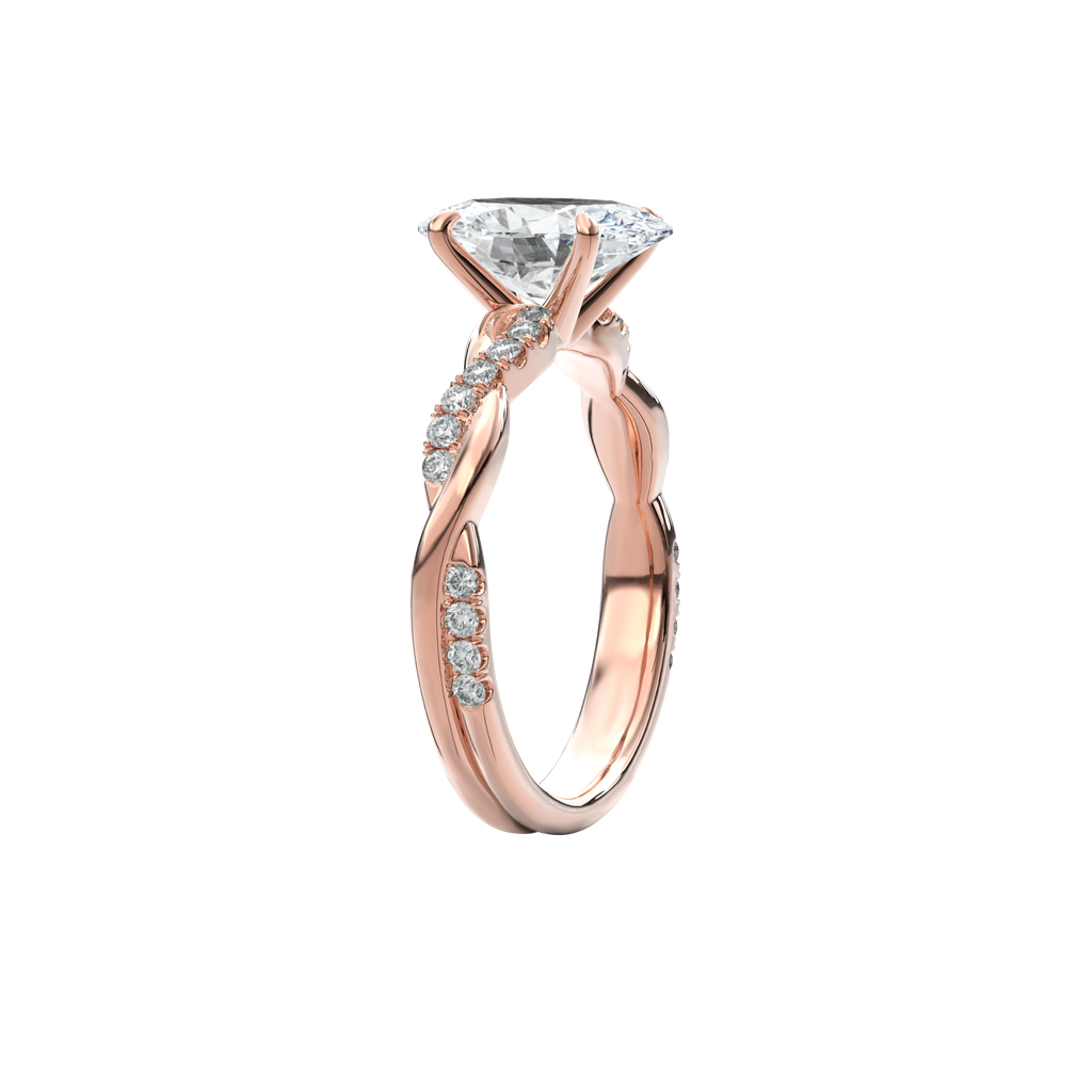 Rhea Twisted Pave Engagement Ring Oval•Rose Gold
