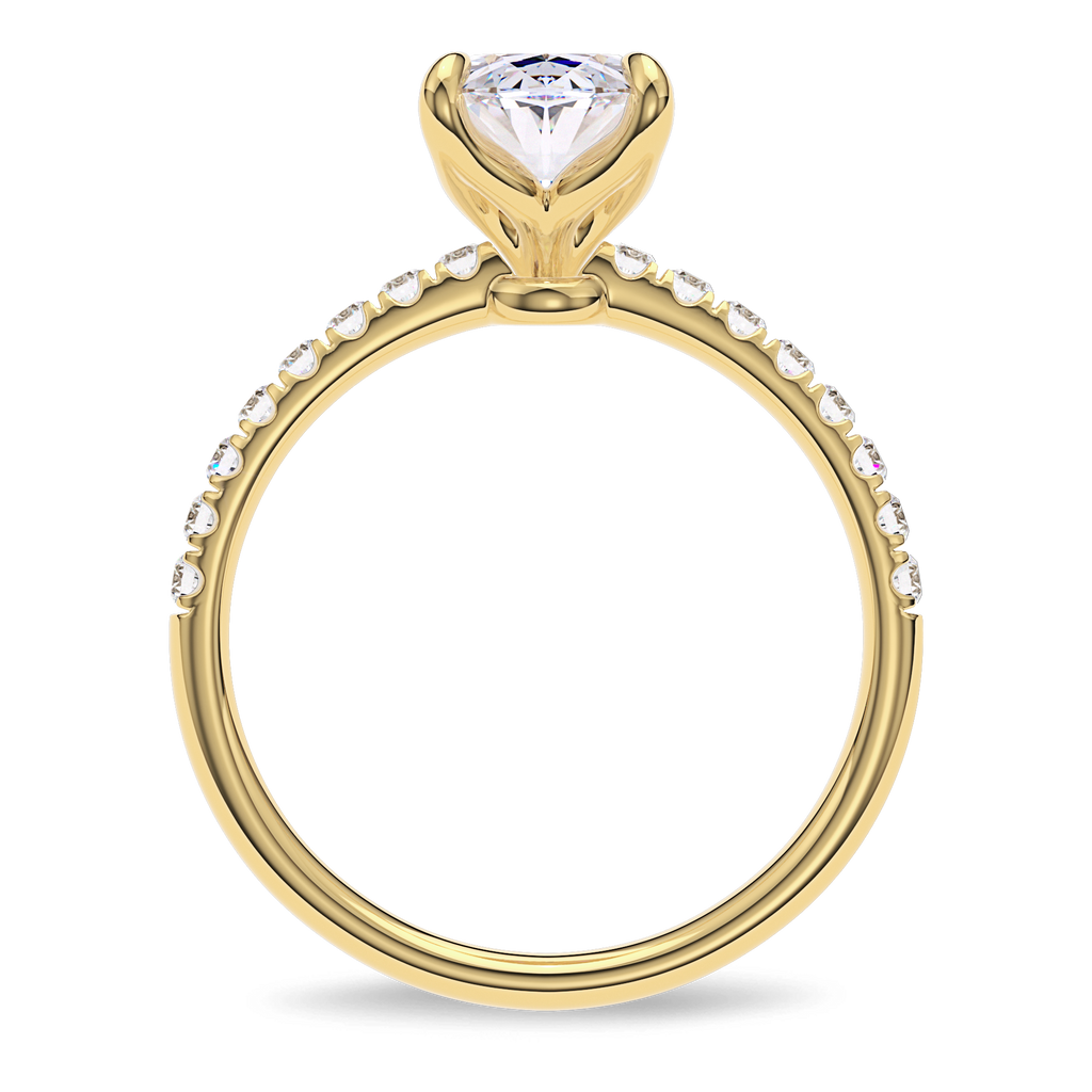 Dia Solitaire Pave Engagement Ring Oval•Yellow Gold