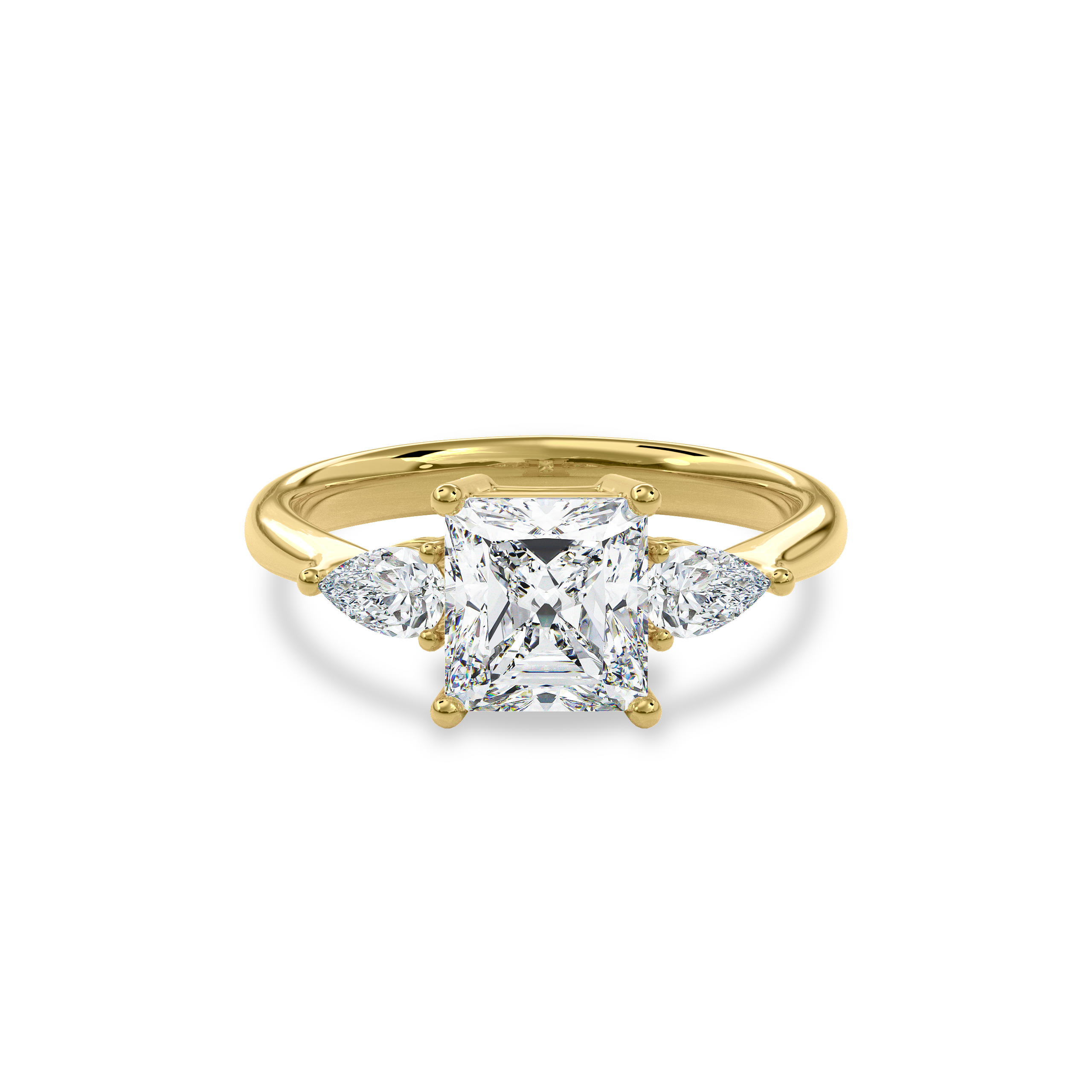 Daphnis Three Stones Engagement Ring Radiant•Yellow Gold