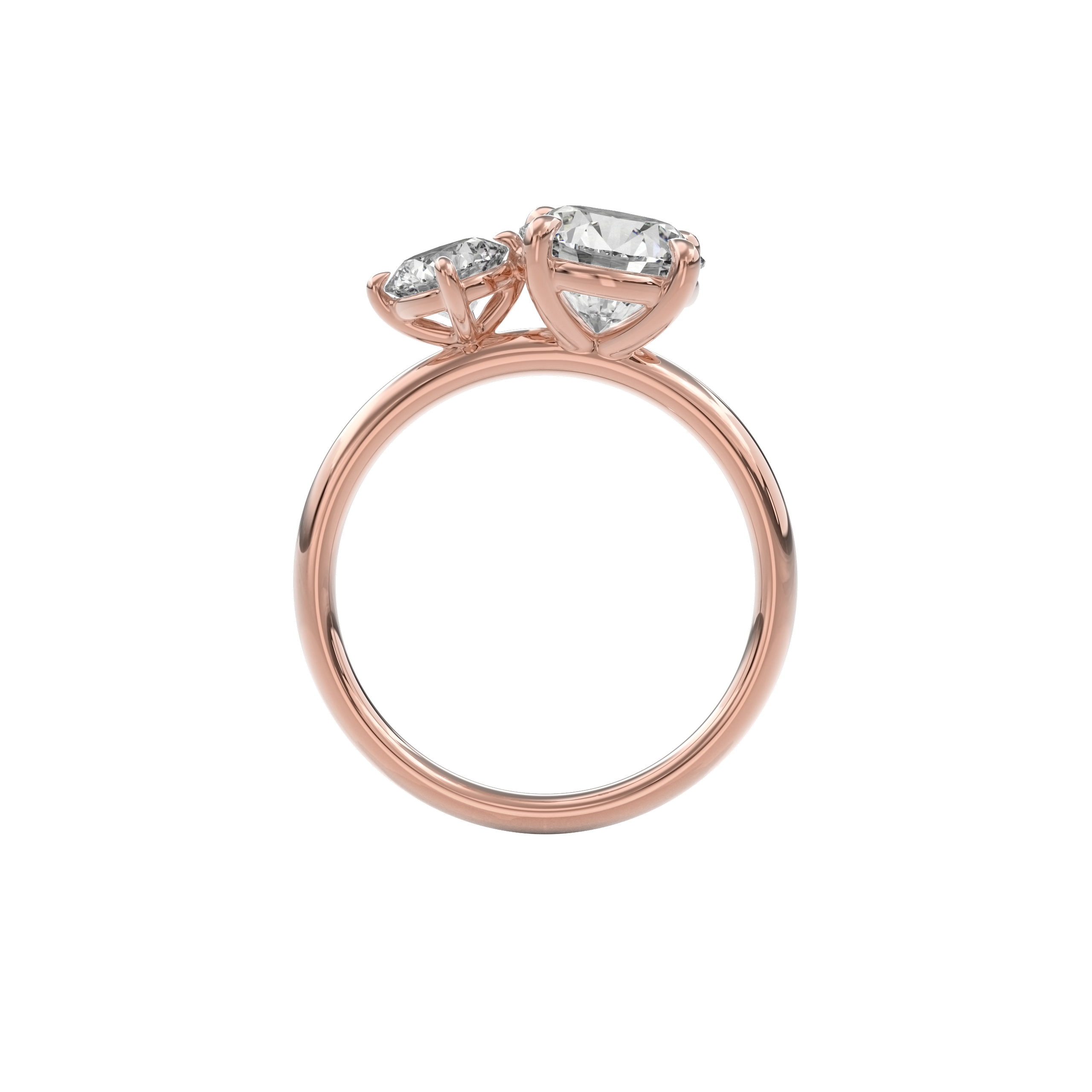 Callisto Two Stones Engagement Ring Round•Rose Gold