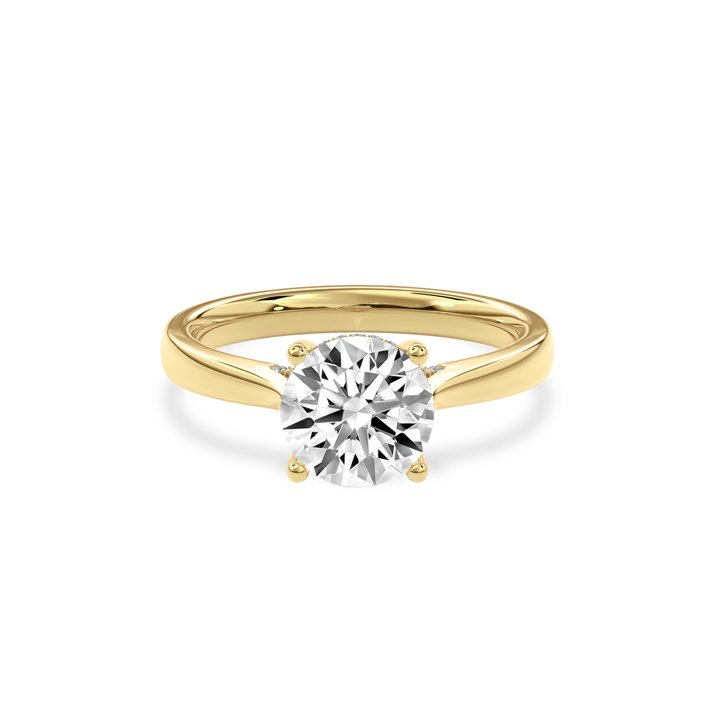 Elara Hidden Halo Salitaire Engagement Ring Round•Yellow Gold