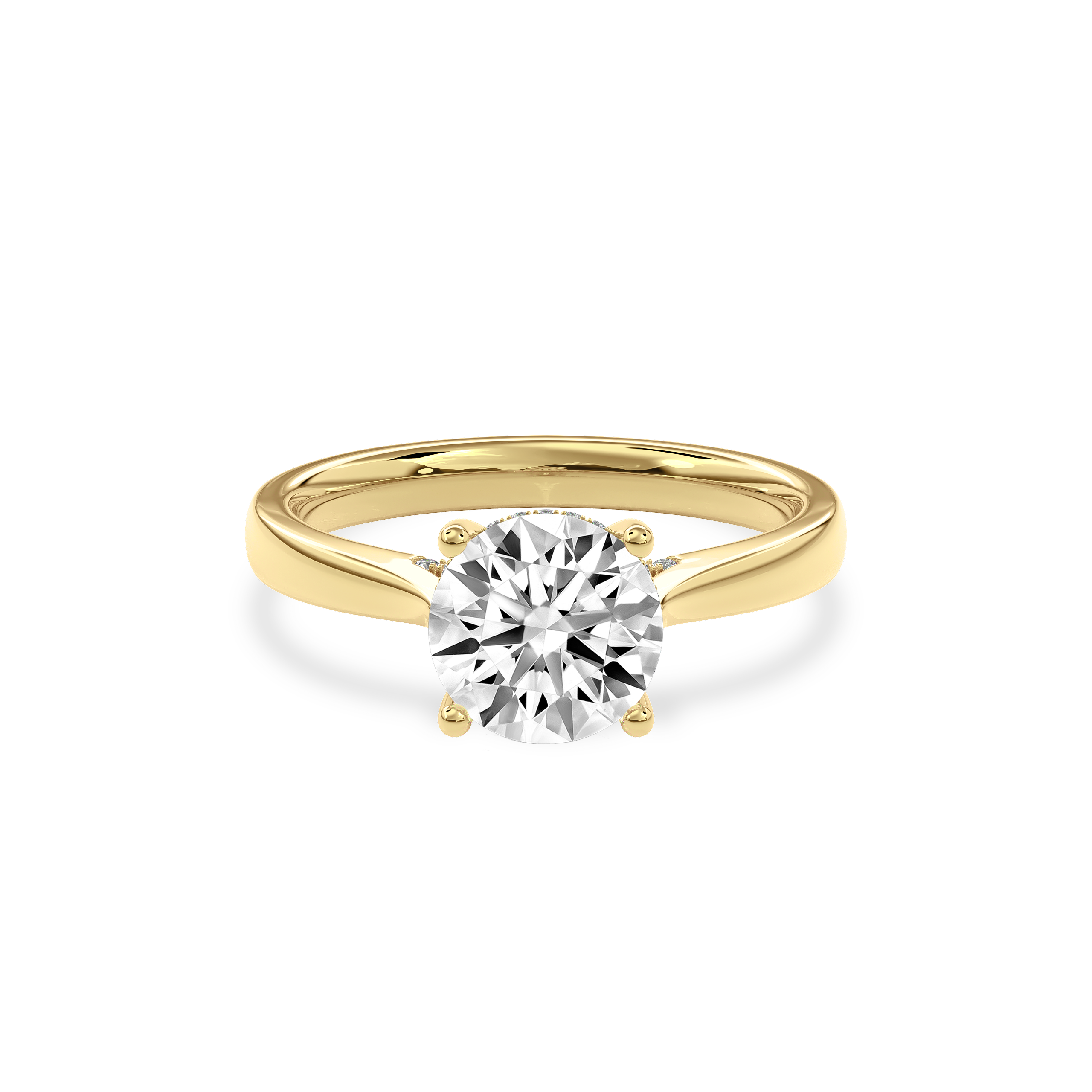 Elara Hidden Halo Salitaire Engagement Ring Round•Yellow Gold