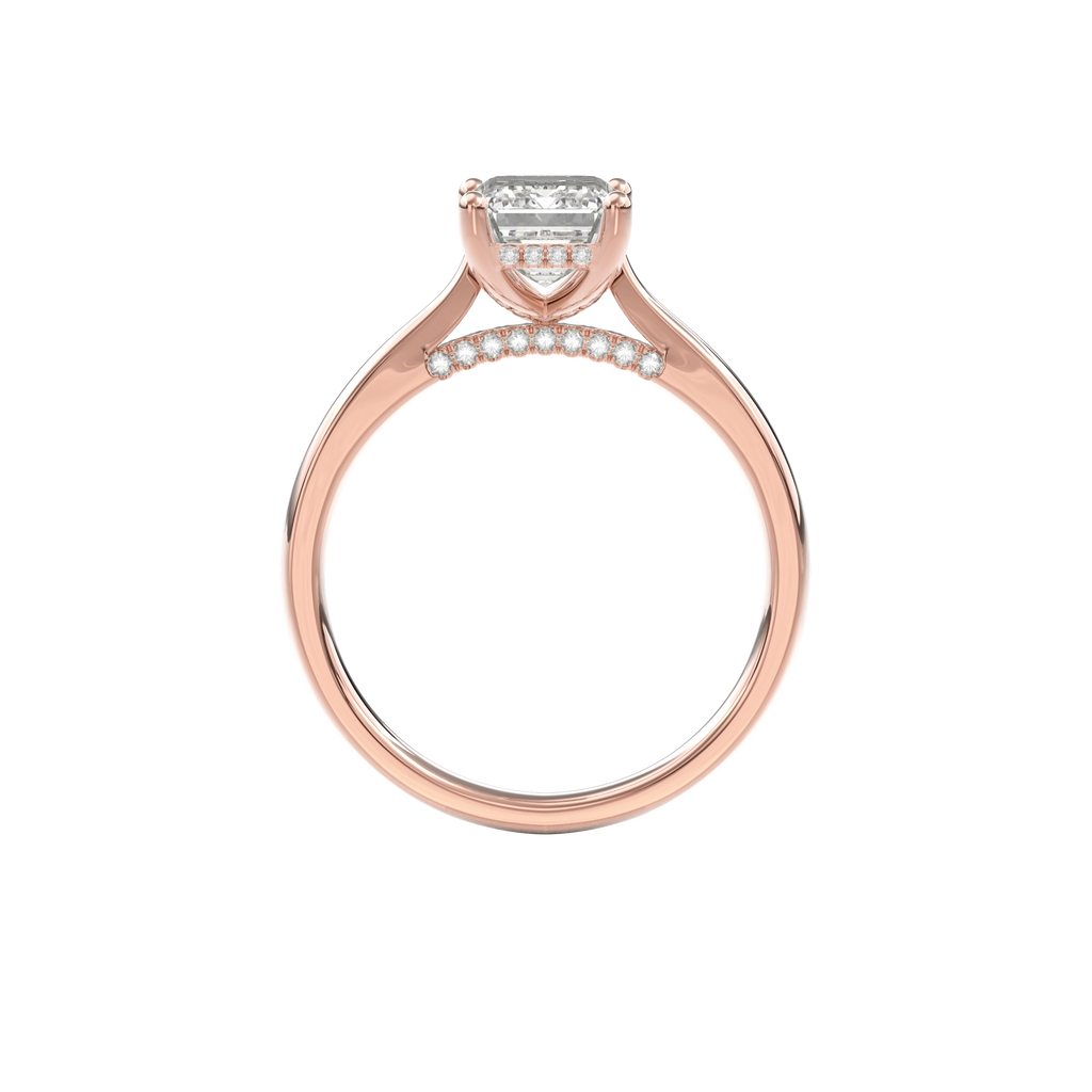 Elara Hidden Halo Salitaire Engagement Ring Emerald•Rose Gold