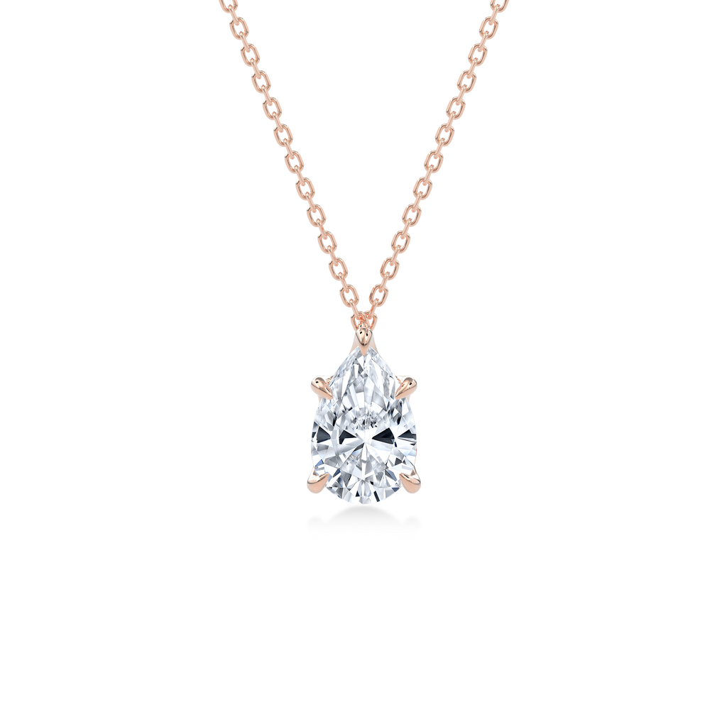Dia Solitaire Necklace Pear•Rose Gold