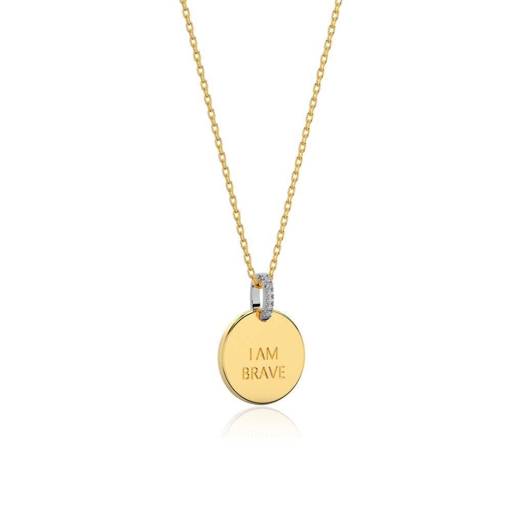 18K Gold Plated Silver Round Engravable Necklace SS25N001R
