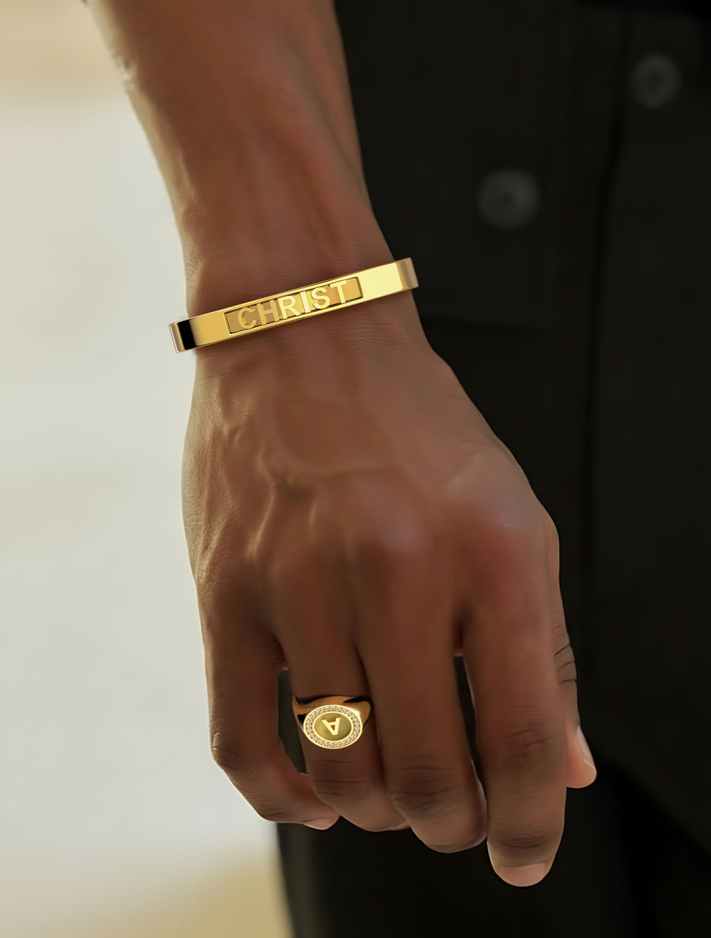 18k Gold Plate Silver CharmMark ModuType Cuff SS25B001G