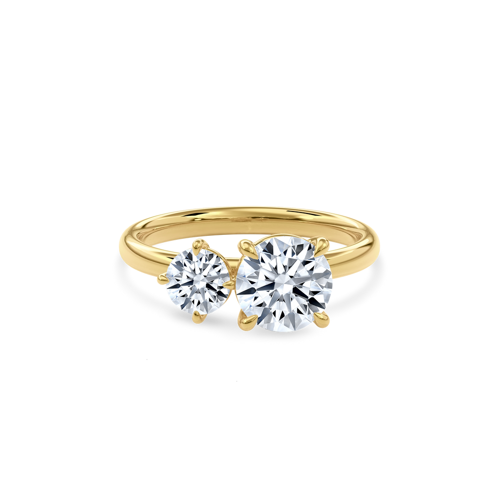Callisto Two Stones Engagement Ring Round•Yellow Gold