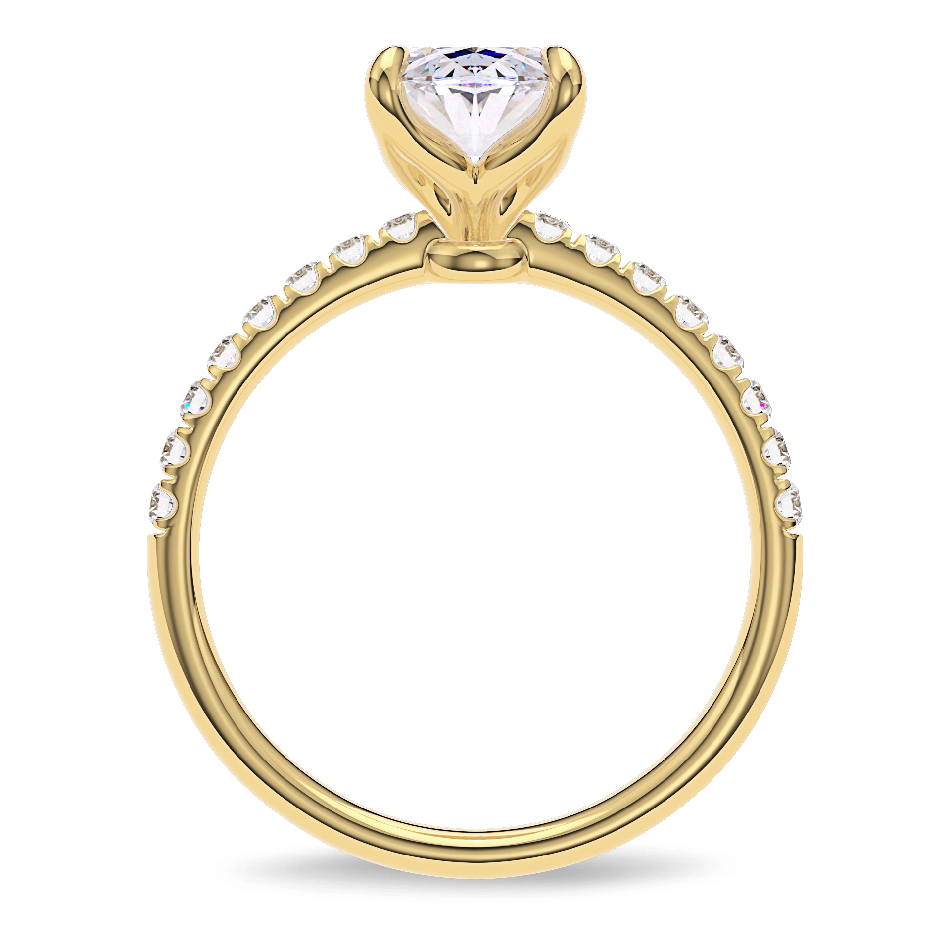 Dia Solitaire Pave Engagement Ring Oval•Yellow Gold