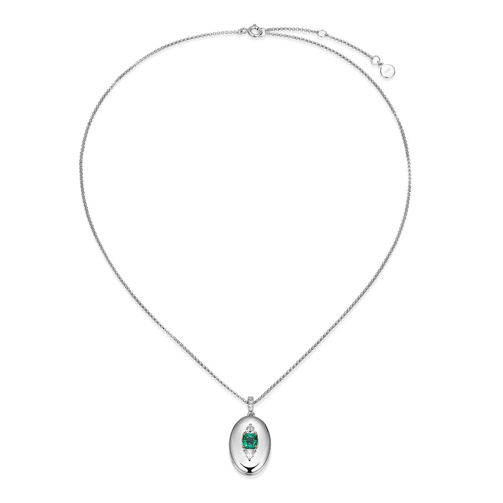Rhodium Plated Guardian Eye Birthstone Locket SN005R