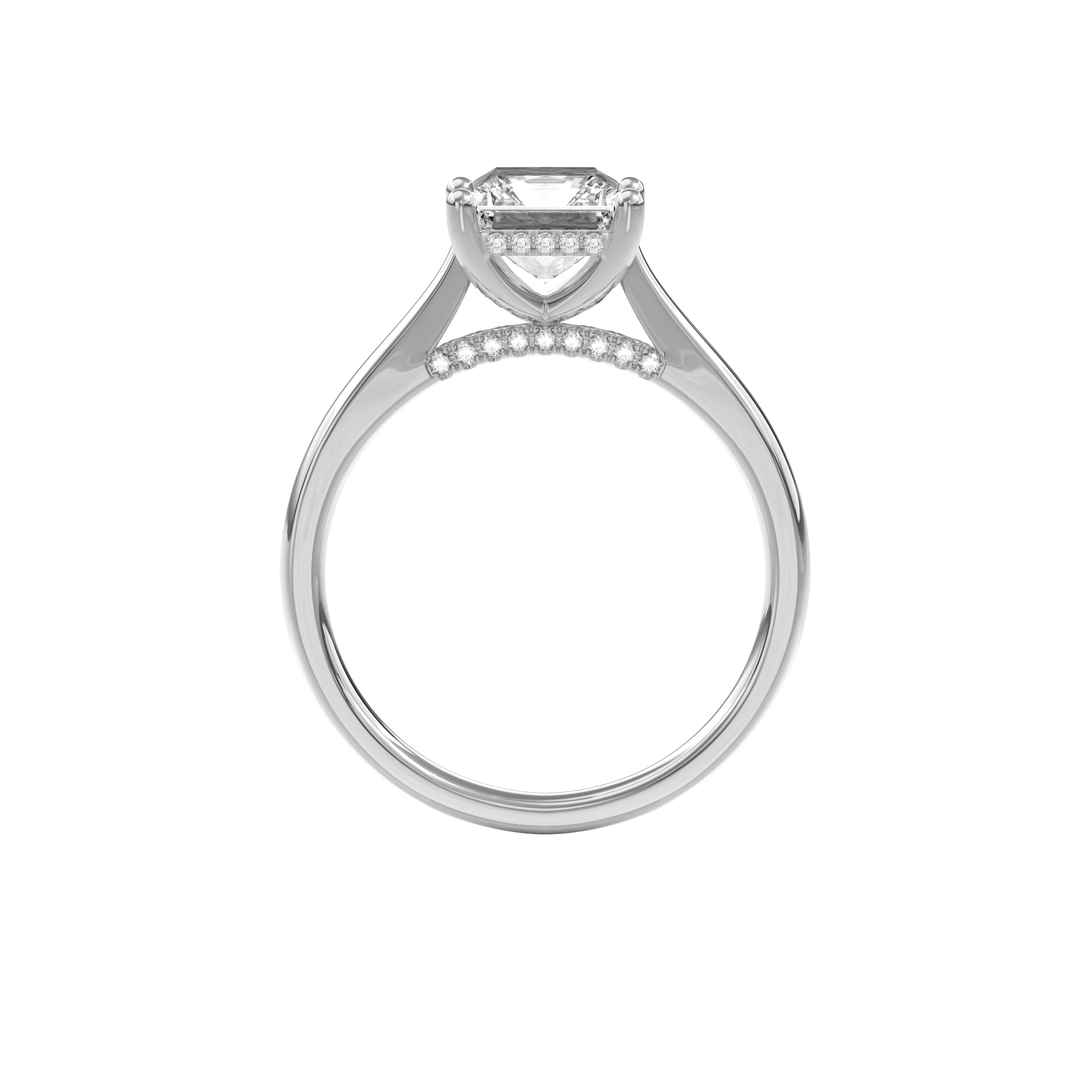 Elara Hidden Halo Salitaire Engagement Ring Radiant•White Gold