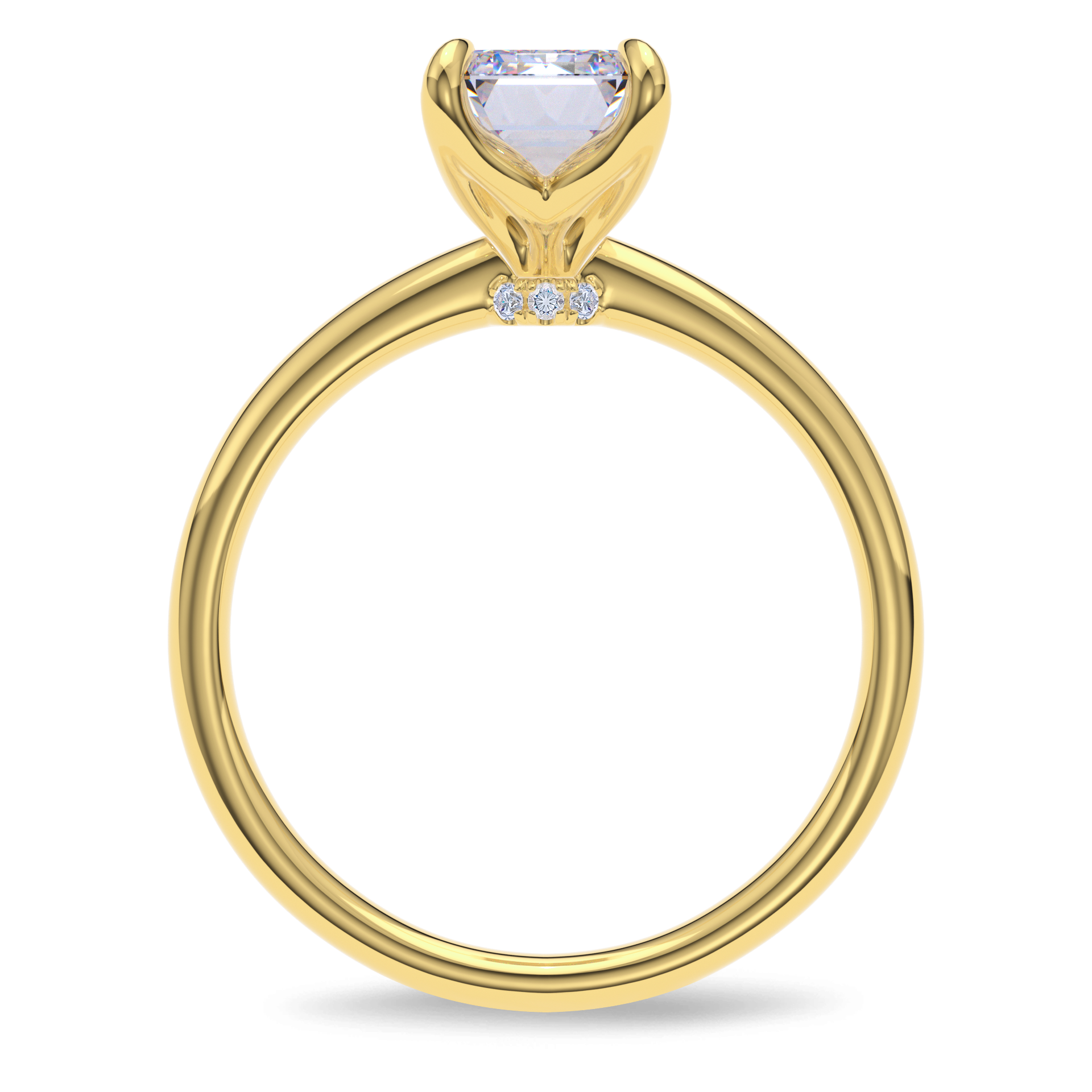Dia Solitaire Engagement Ring Emerald•Yellow Gold