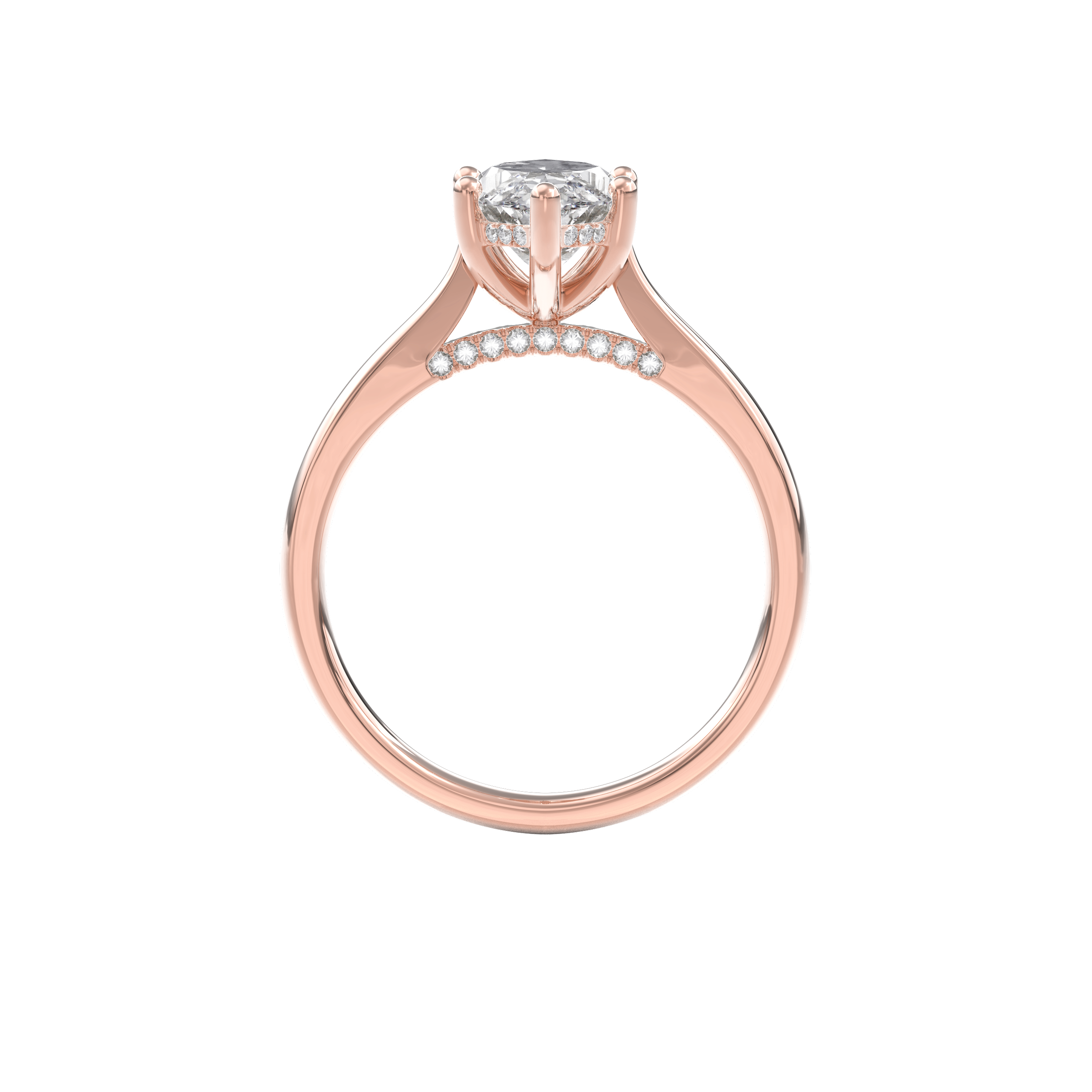 Elara Hidden Halo Salitaire Engagement Ring Marquise•Rose Gold