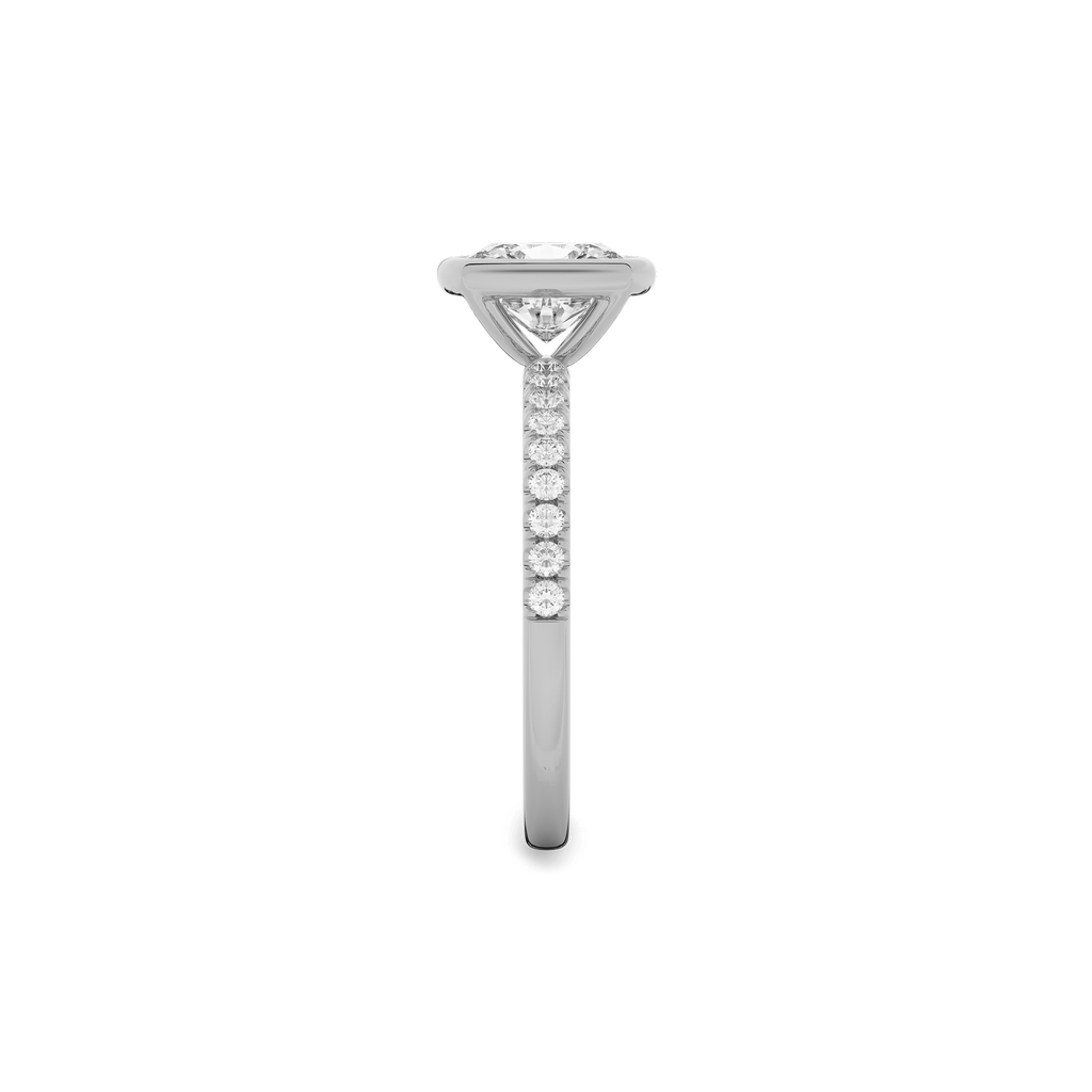 Luxe Cushion Bezel Set Diamond Ring in White Gold