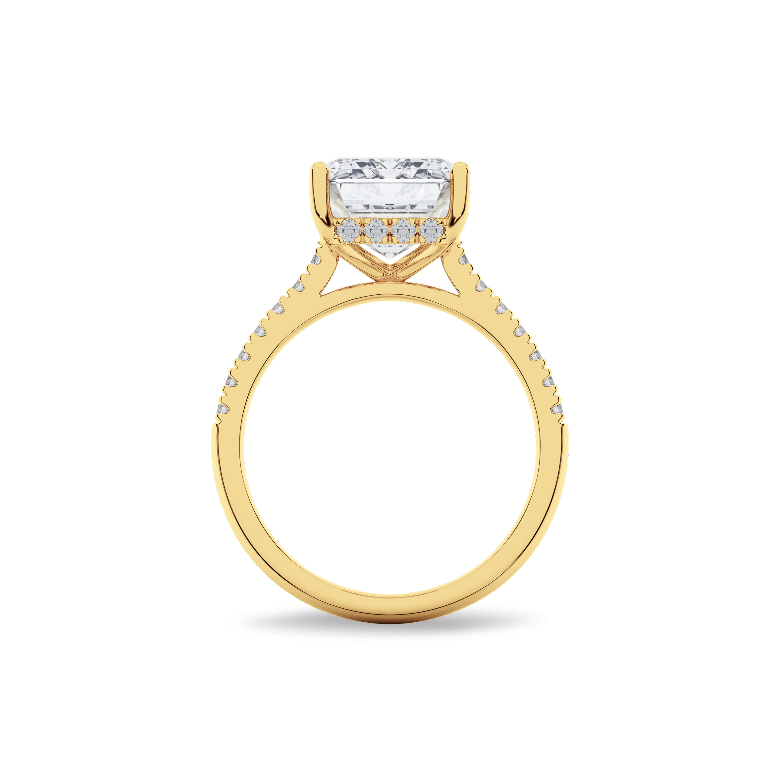 Hidden Halo II Emerald  Lab Grown Diamond Ring in 14K Gold