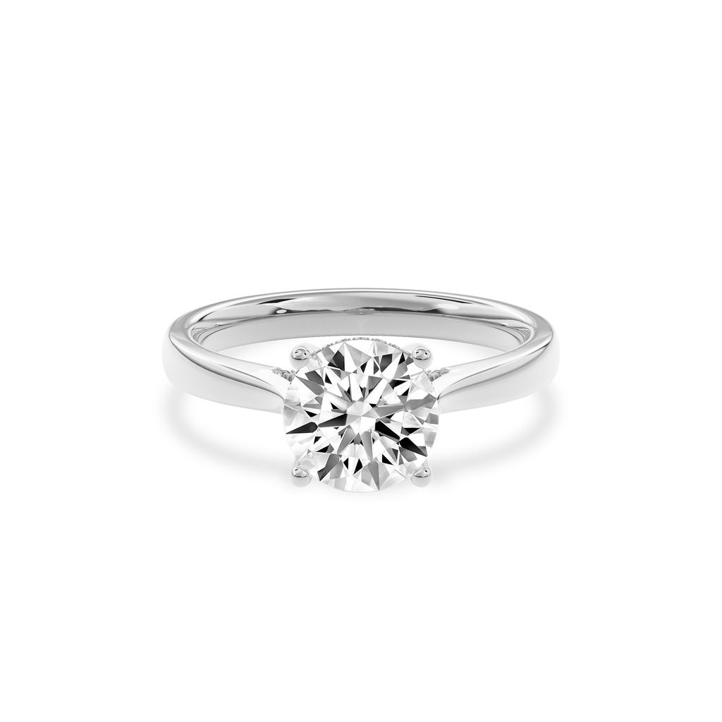 Elara Hidden Halo Salitaire Engagement Ring Round•White Gold