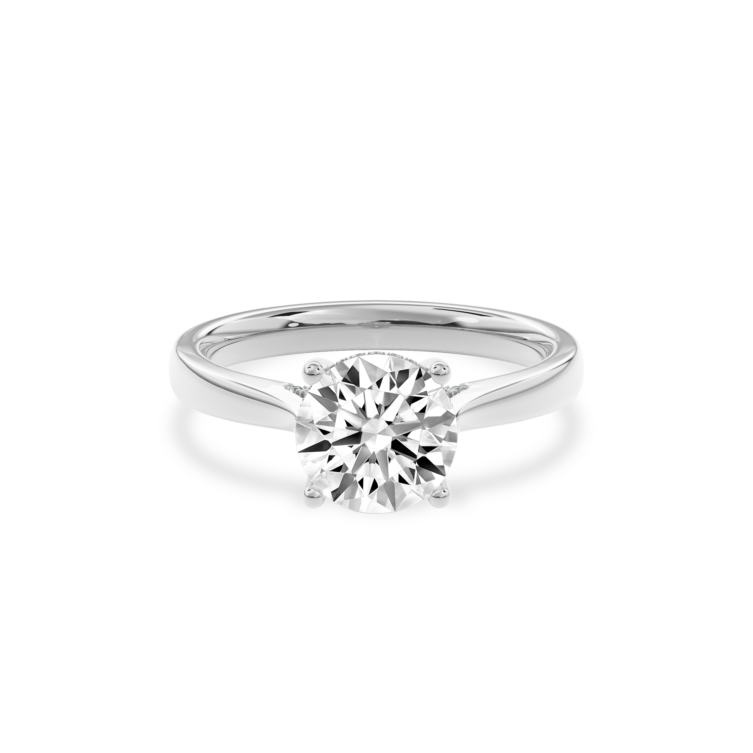 Elara Hidden Halo Salitaire Engagement Ring Round•White Gold