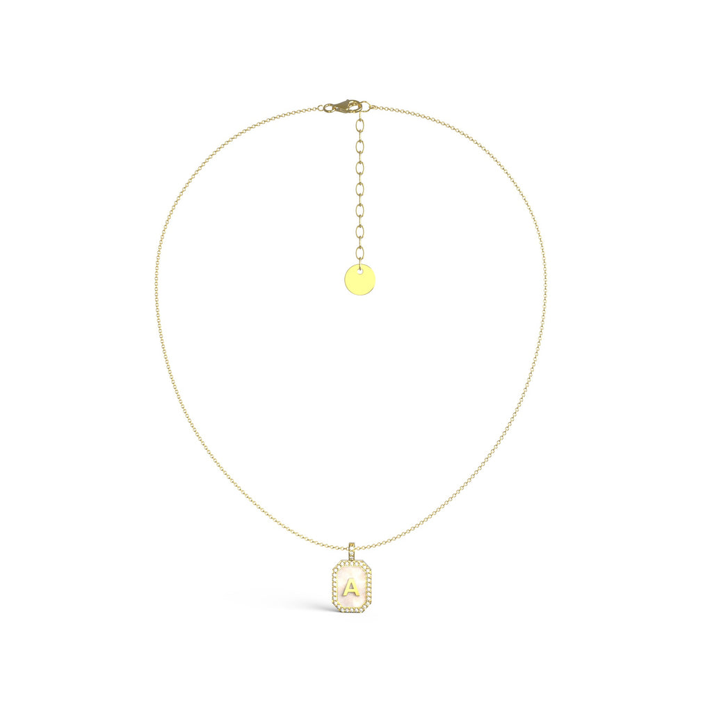 18k Gold Plated Silver Pearl Initial Zodiac & Initial Gemstone Pendant Necklace – Octagon  AW24N004G