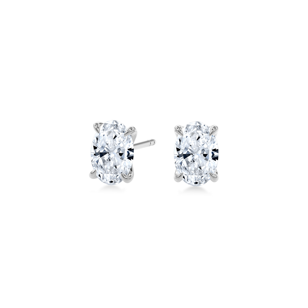 Dia Solitaire Single Stud Earring Oval•White Gold