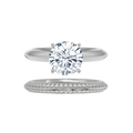 Round Lab Grown Diamond Engagement Set Ring in 14K White Gold