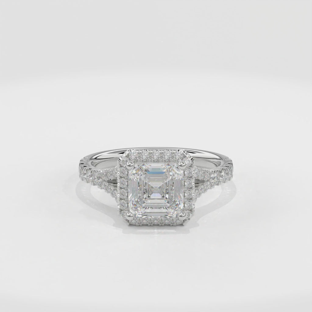 Elara Vintage Inspired Engagement Ring Asscher•White Gold