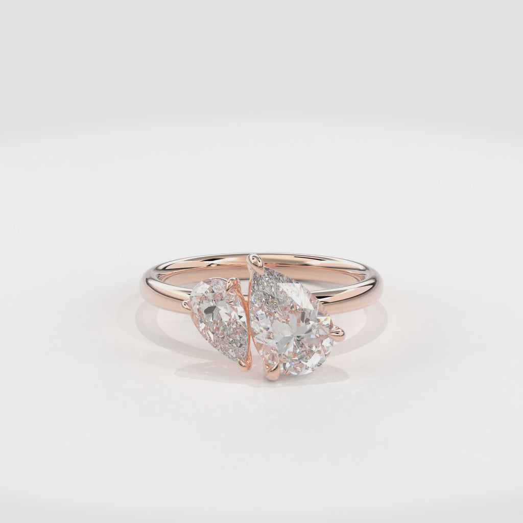 Callisto Two Stones Engagement Ring Pear•Rose Gold