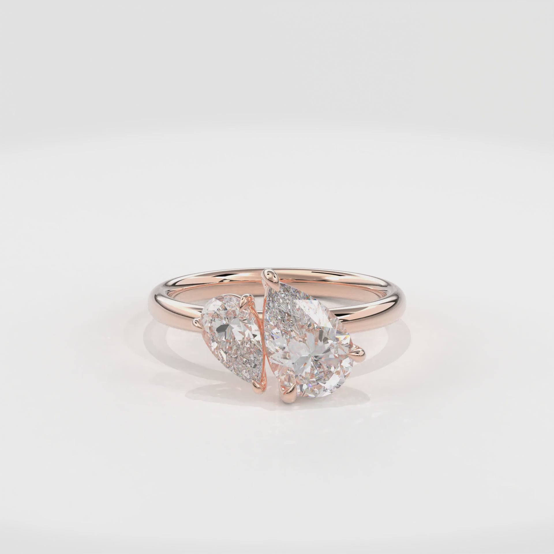 Callisto Two Stones Engagement Ring Pear•Rose Gold