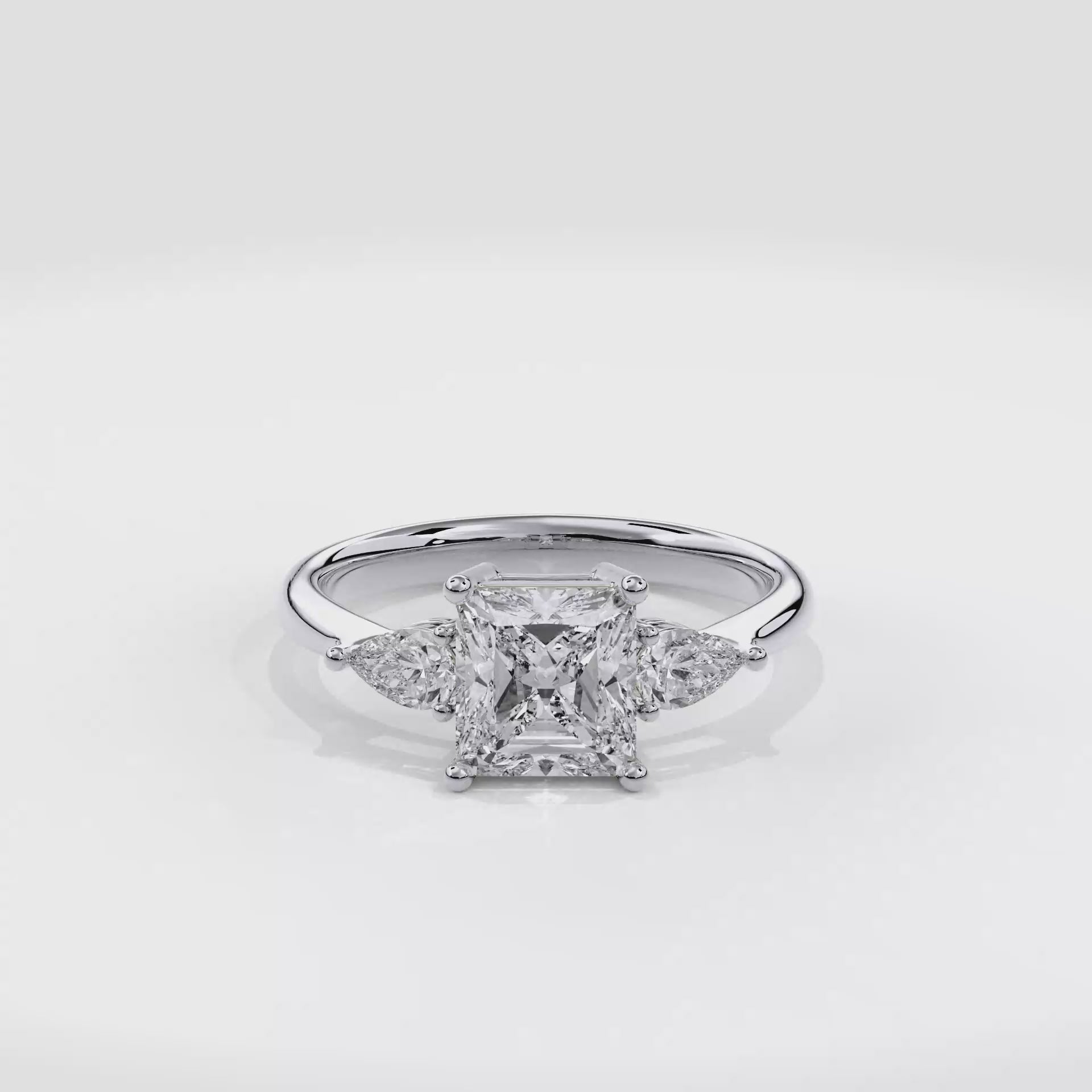 Daphnis Three Stones Engagement Ring Radiant•White Gold