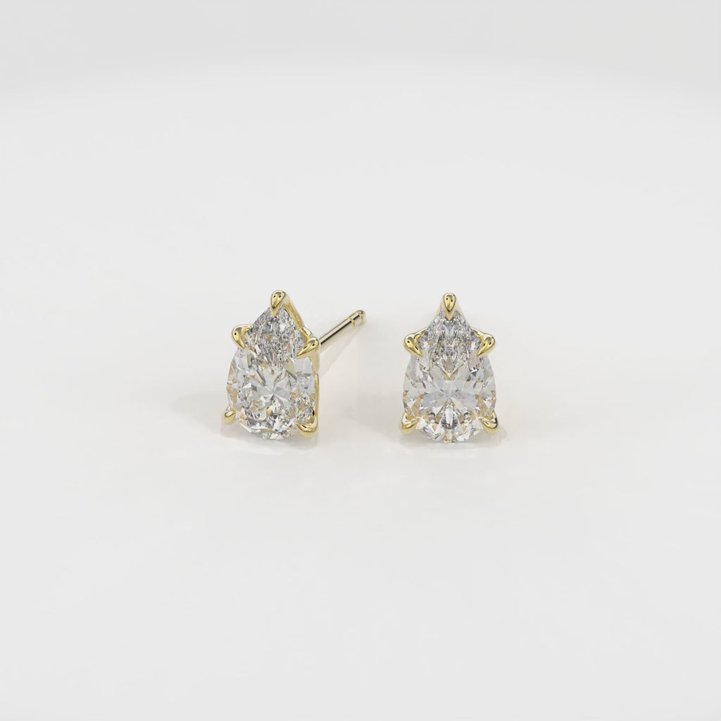 Dia Solitaire Single Stud Earring Pear•Yellow Gold
